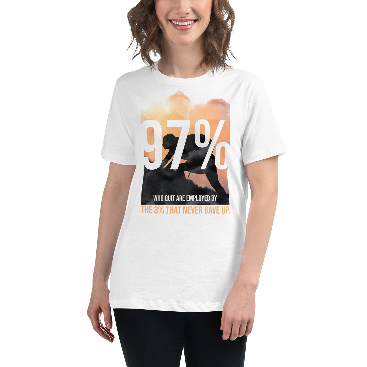 3% That Never Gave Up White Motivational Women’s T-Shirt Lifestyle