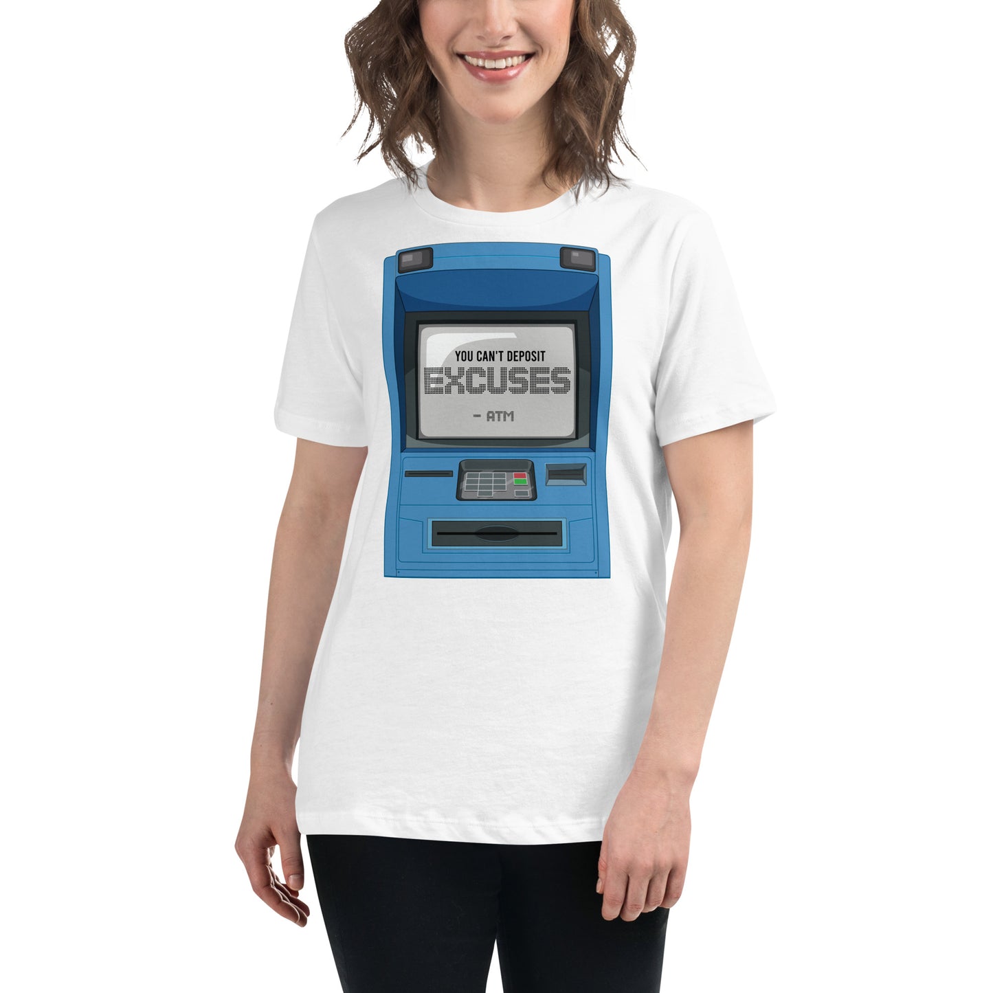 ATM White Motivational Women’s T-Shirt Lifestyle