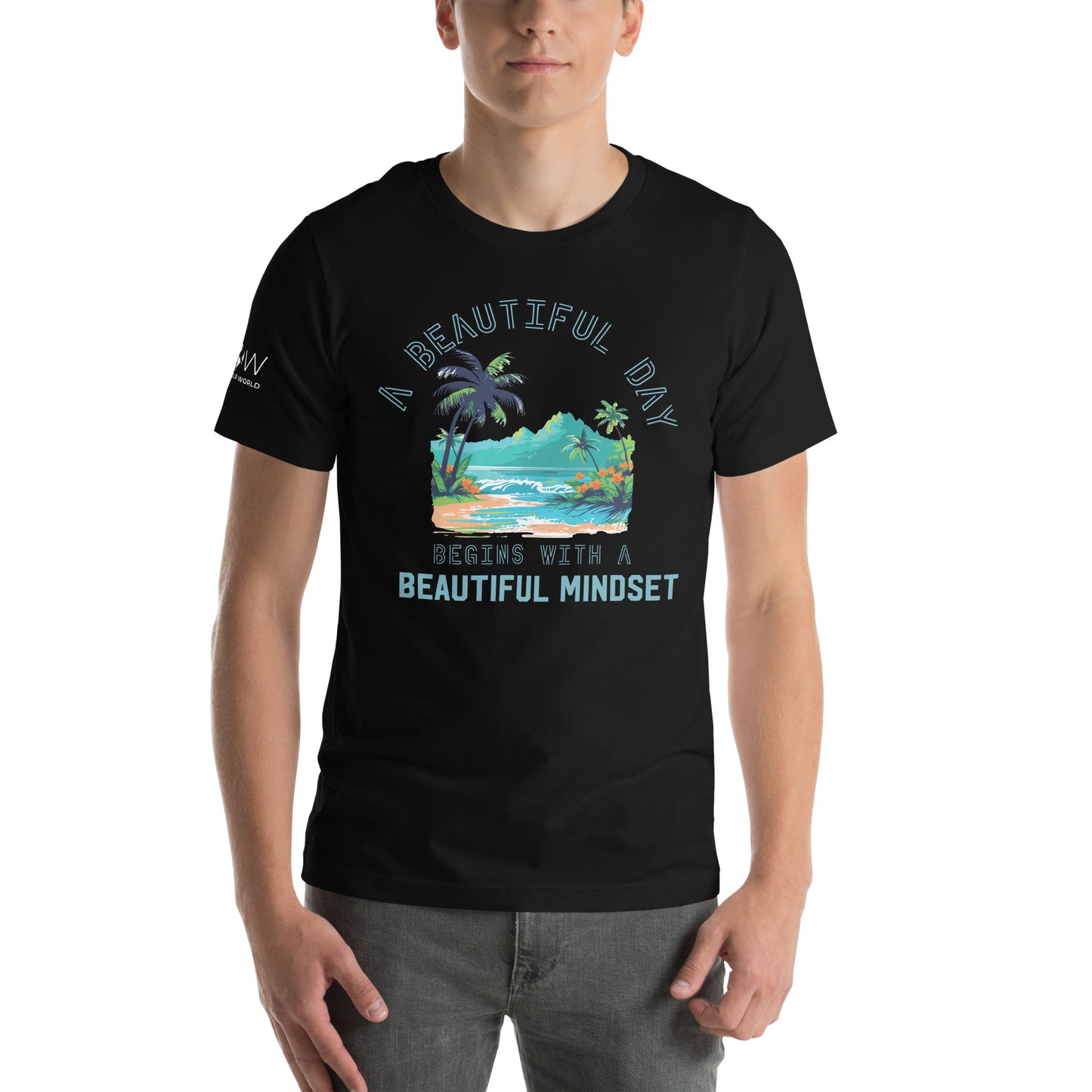 A Beautiful Day Begins with a Beautiful Mindset - Men's Motivational Black T-Shirt