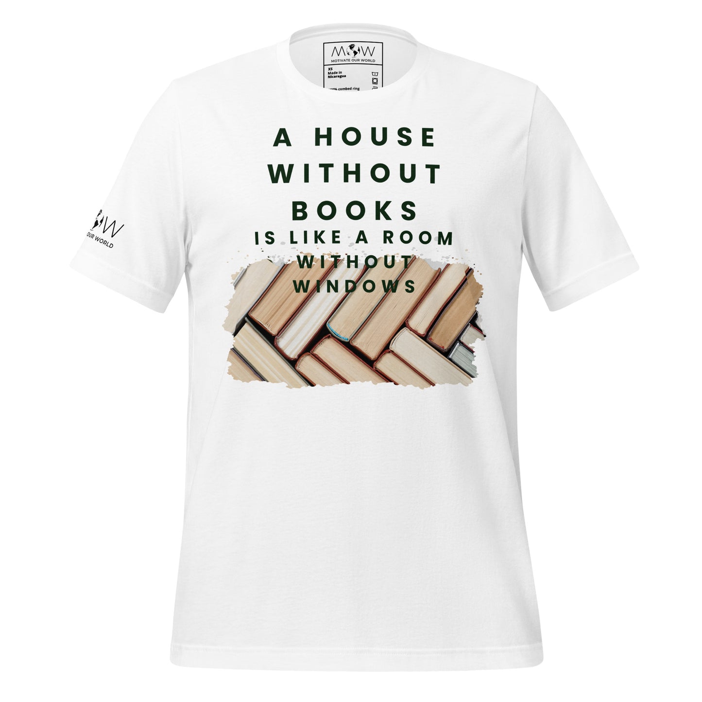 A House Without Books – Minimalist Stack White Motivational Men's T-Shirt