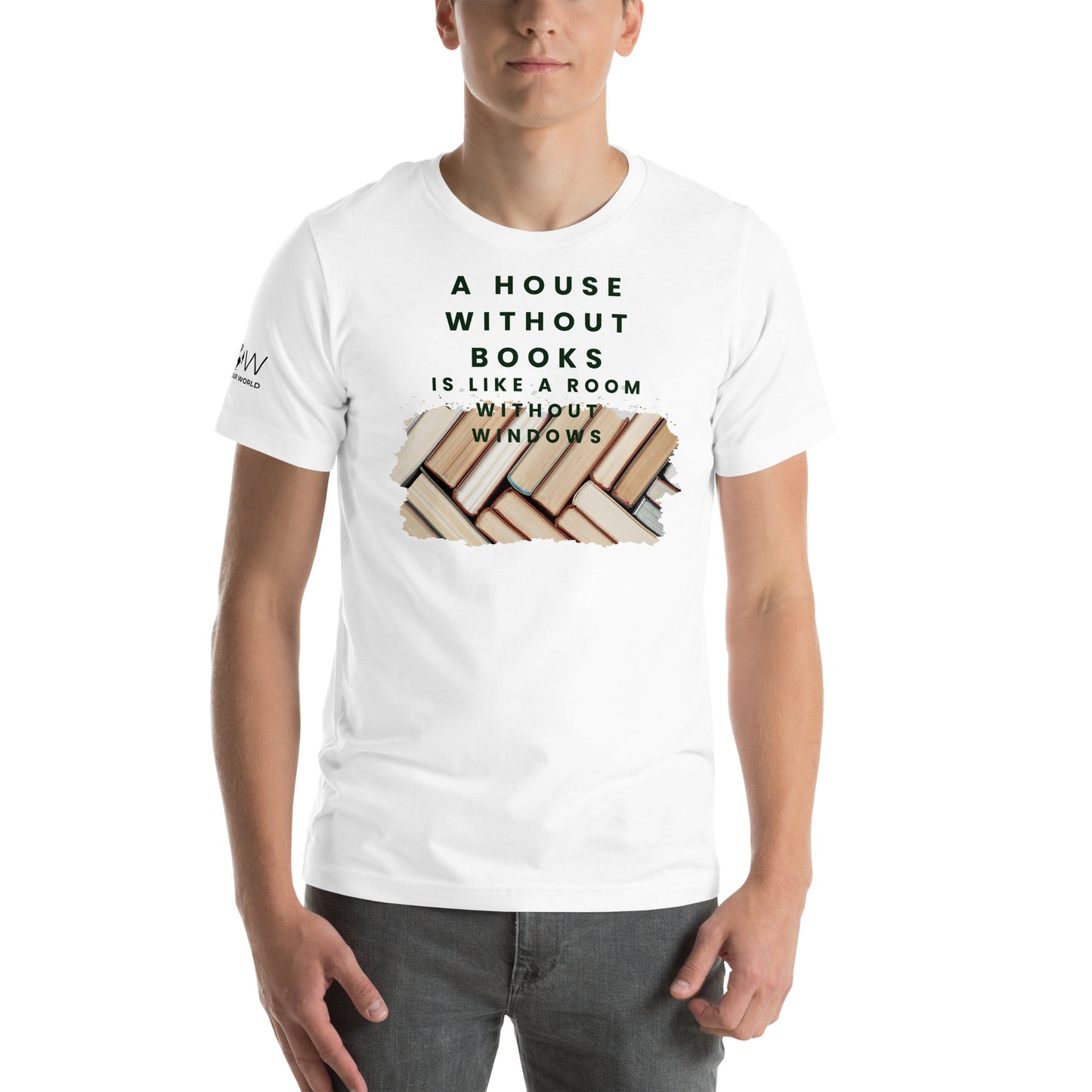 A House Without Books – Minimalist Stack White Motivational Men's T-Shirt
