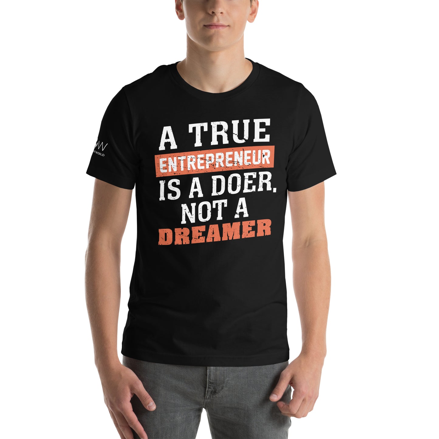 A True Entrepreneur Is a Doer Men's Motivational Black T-Shirt