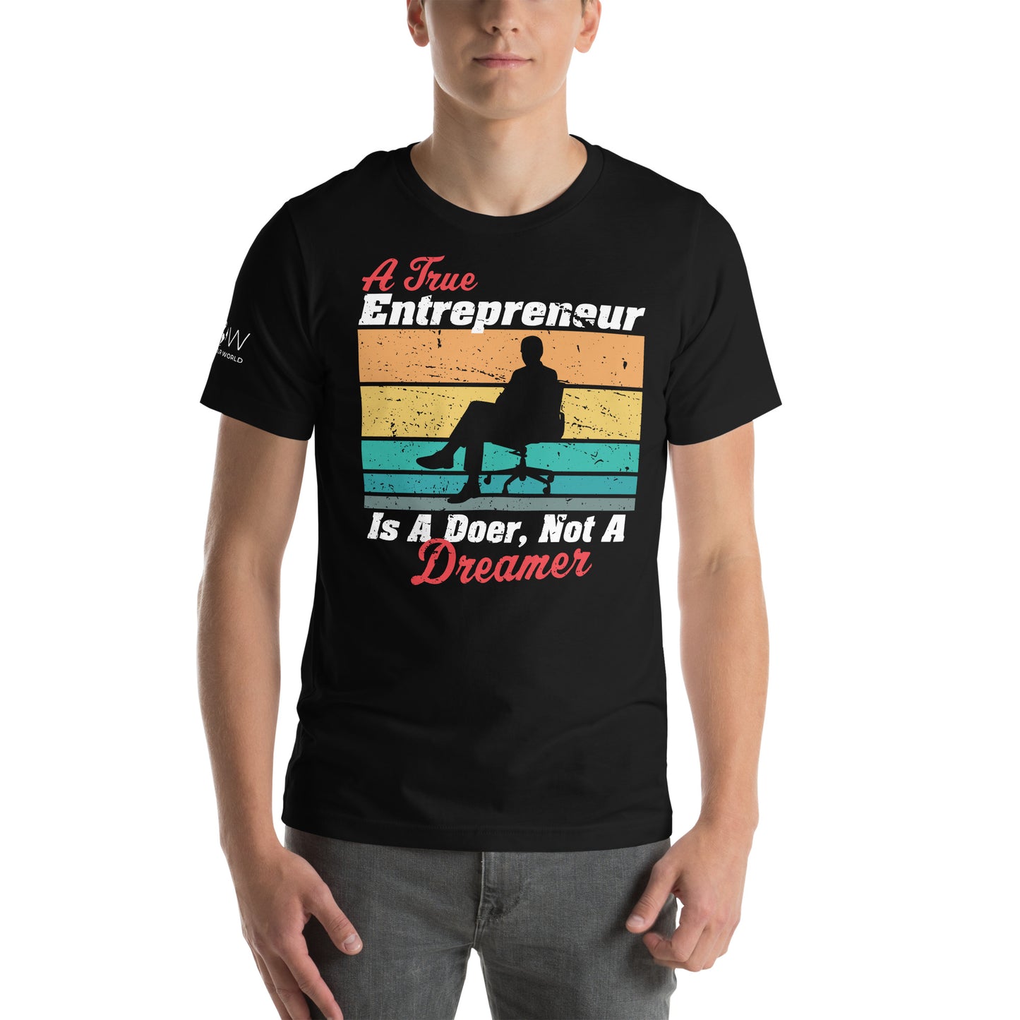 A True Entrepreneur Is a Doer Men's Motivational Black T-Shirt