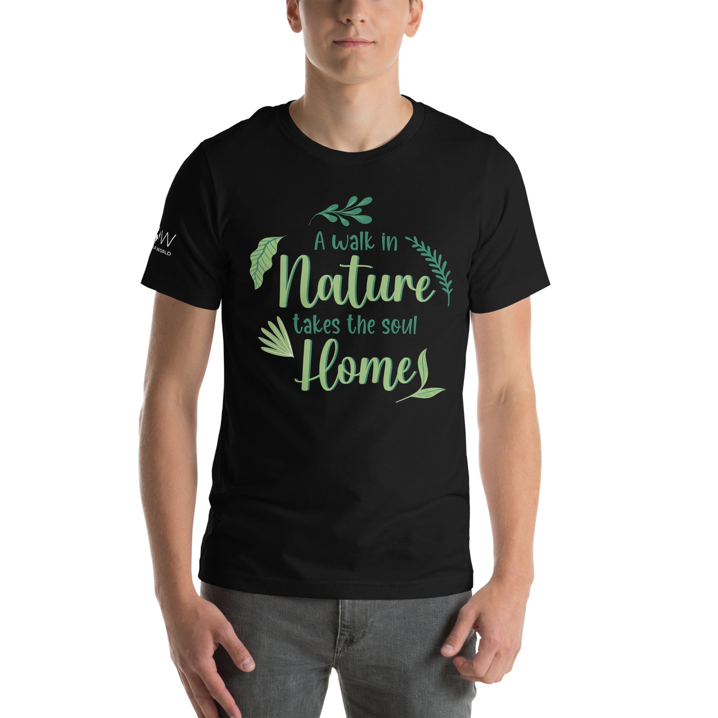 A Walk in Nature Takes the Soul Home - Men's Motivational Black T-Shirt