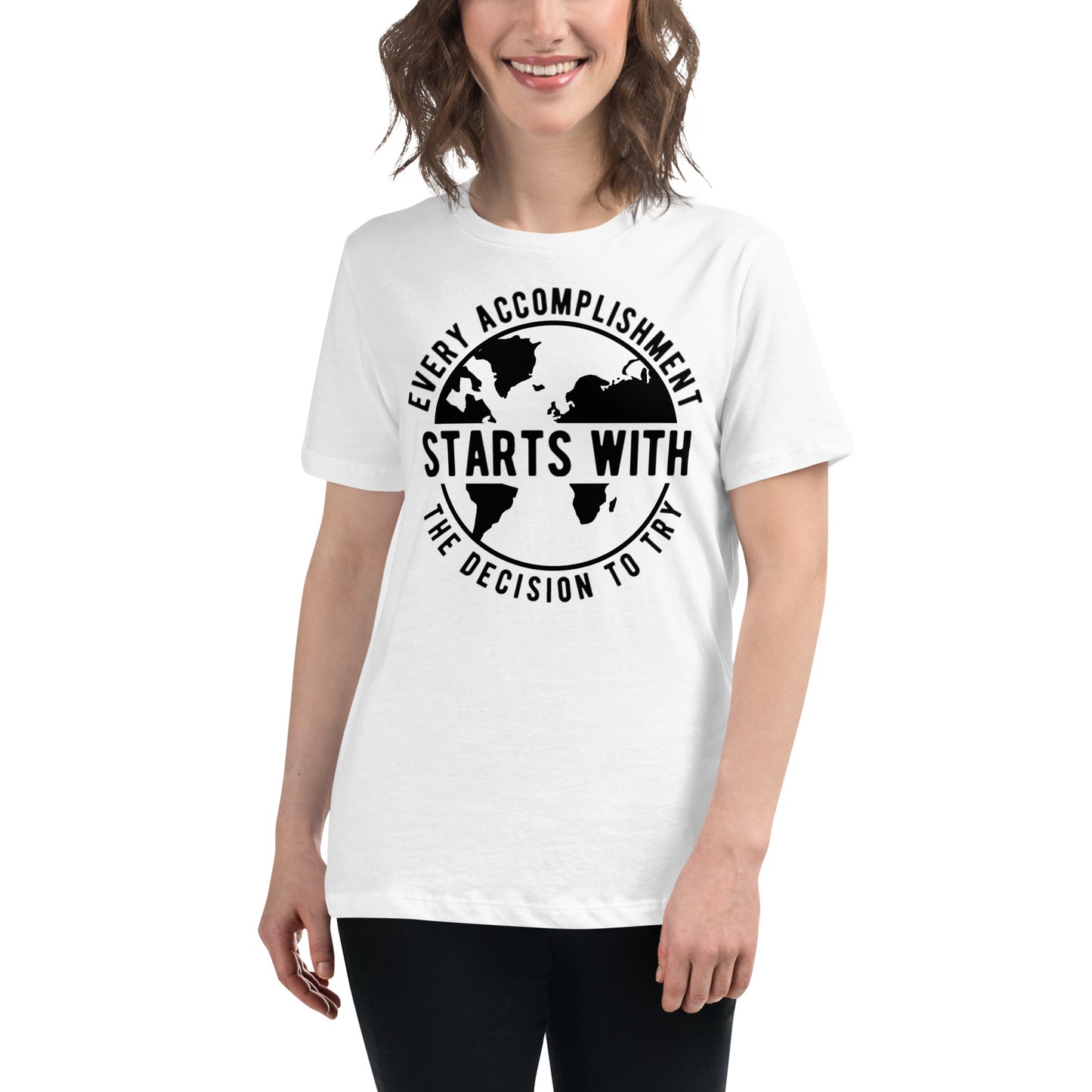 Accomplishment White Motivational Women’s T-Shirt Lifestyle