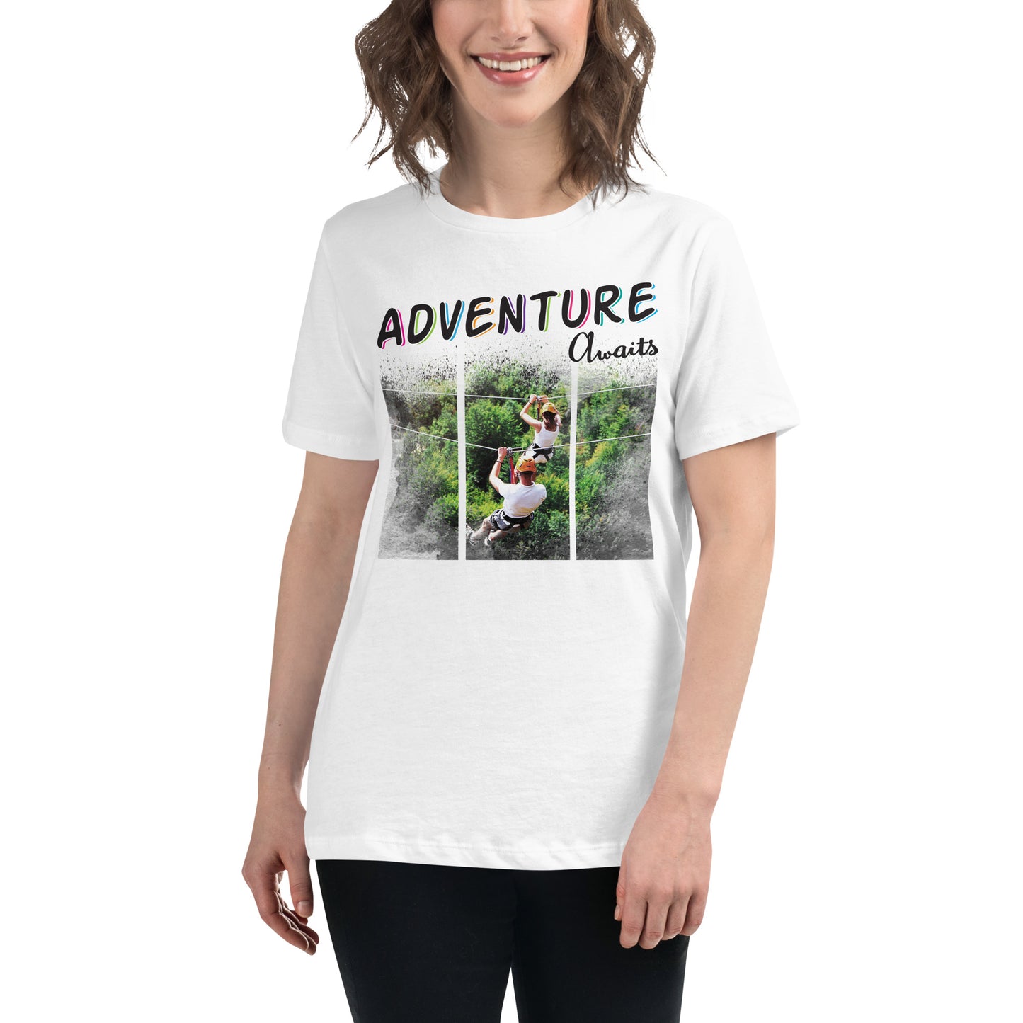Adventure Awaits (Zipline) White Motivational Women’s T-Shirt Lifestyle