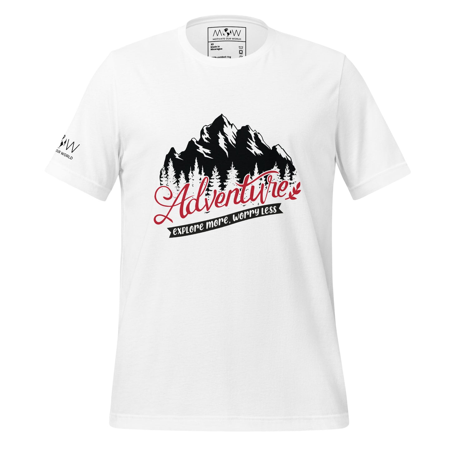 Adventure Explore More, Worry Less Men's Motivational White T-Shirt
