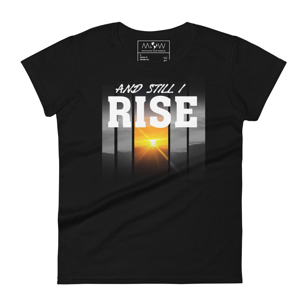 And Still I Rise Gradient Women’s Motivational Black T-Shirt