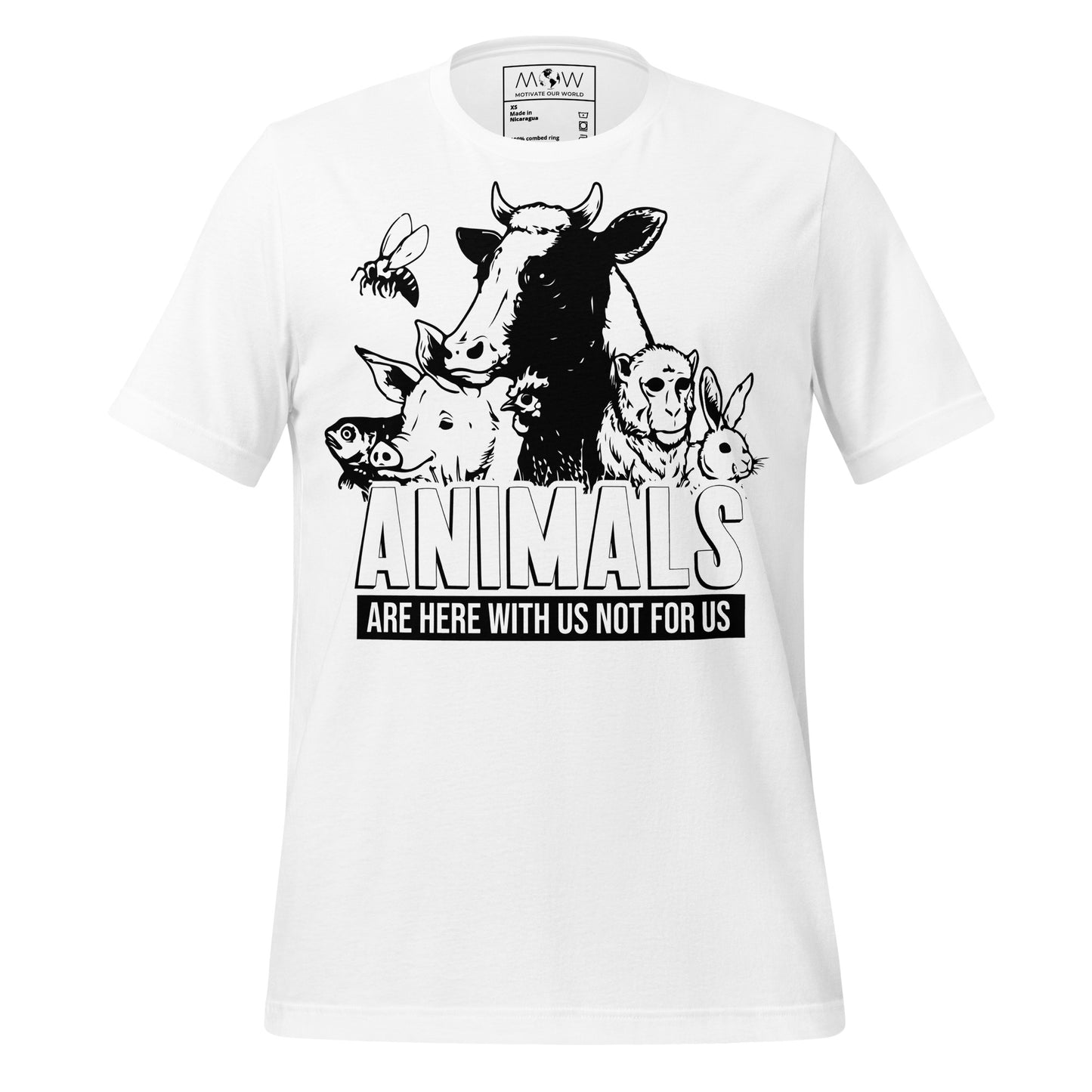 Animals Are Here With Us Farm Animals White Motivational Men's T-Shirt