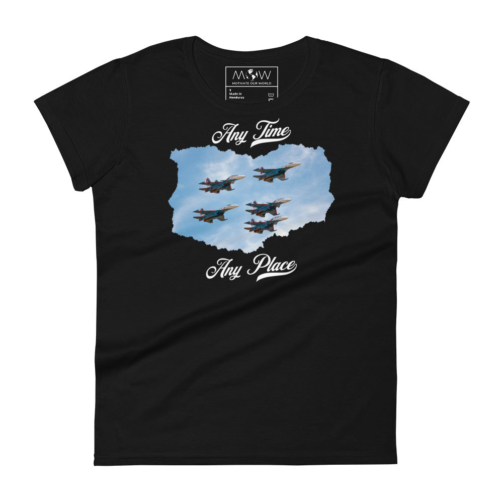 Any Time - U.S Air Force Women's Motivational Black T-Shirt