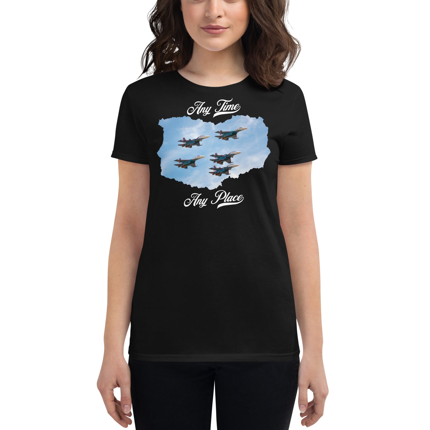 Any Time - U.S Air Force Women's Motivational Black T-Shirt