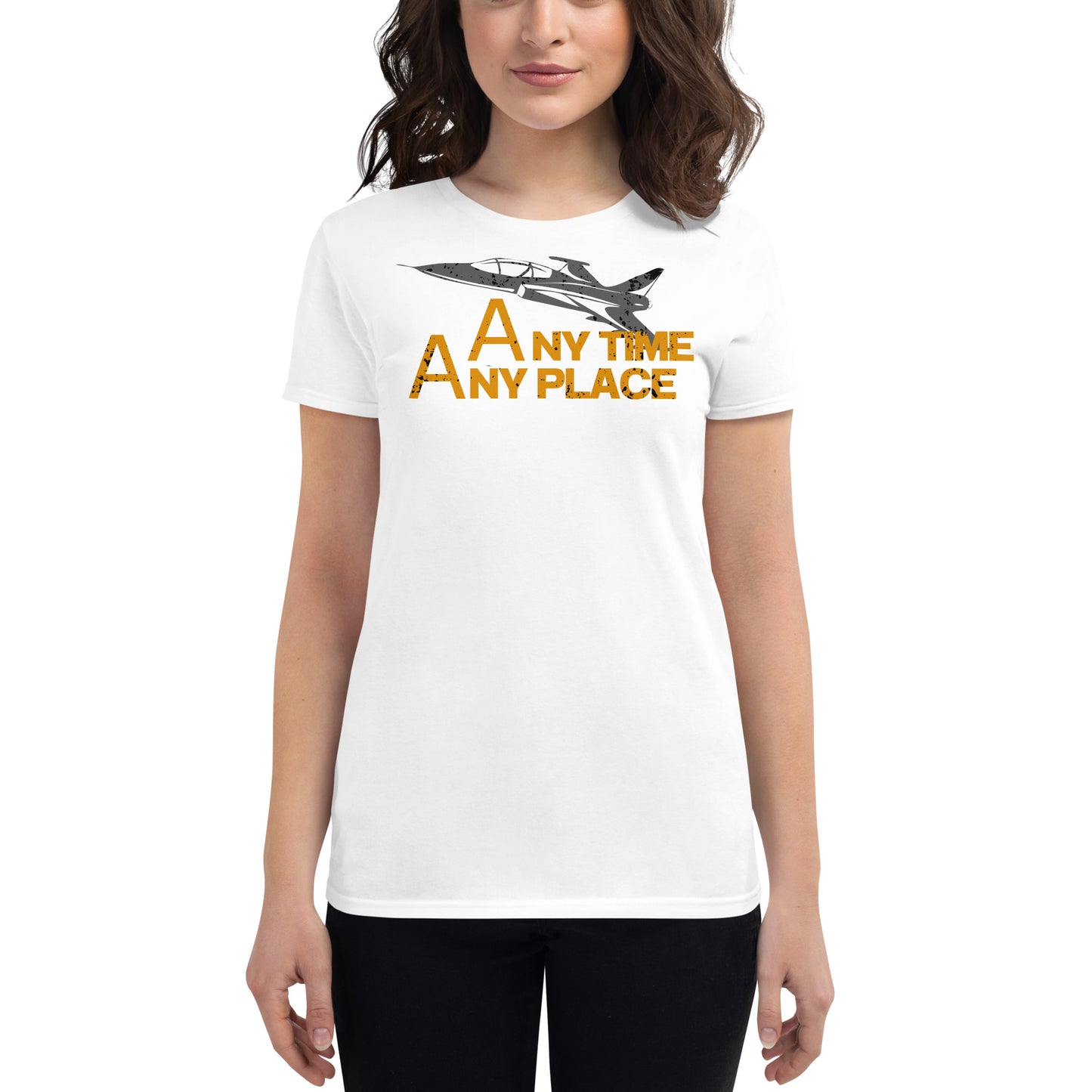 Any Time, Any Place Women's Motivational White T-Shirt