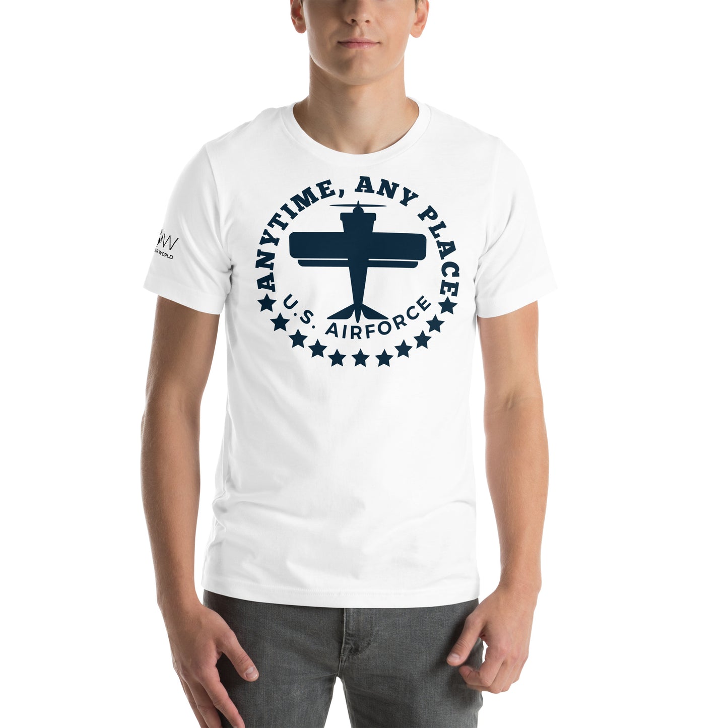 Anytime, Any Place - U.S. Air Force Men's Motivational White T-Shirt