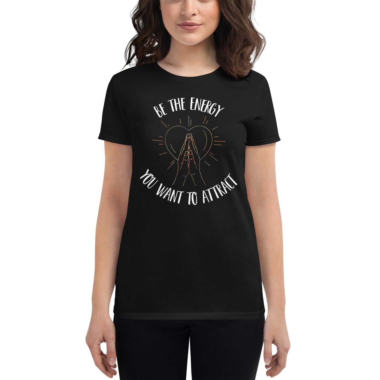Be the Energy Heart & Hands Women’s Motivational Black T-Shirt
