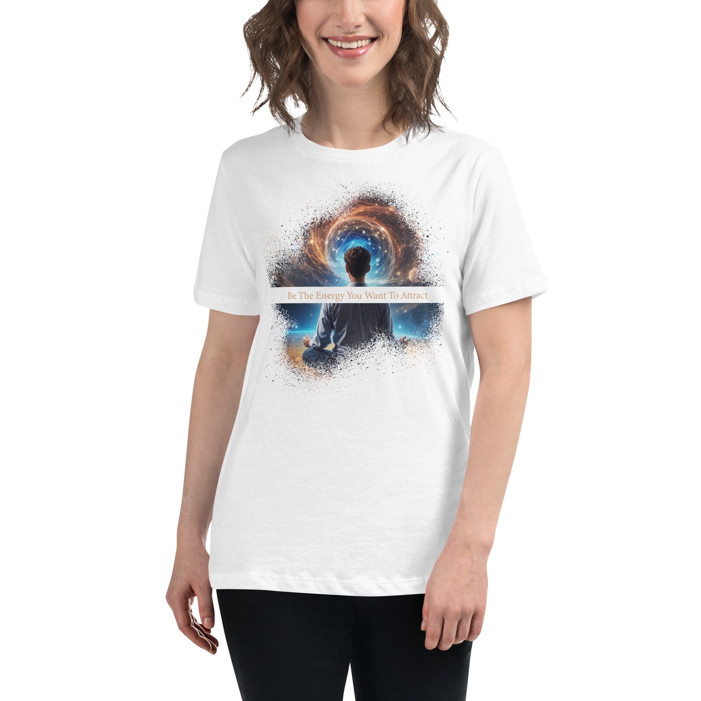 Be the Energy You Want to Attract - Cosmic Meditation White Motivational Men's T-Shirt Lifestyle