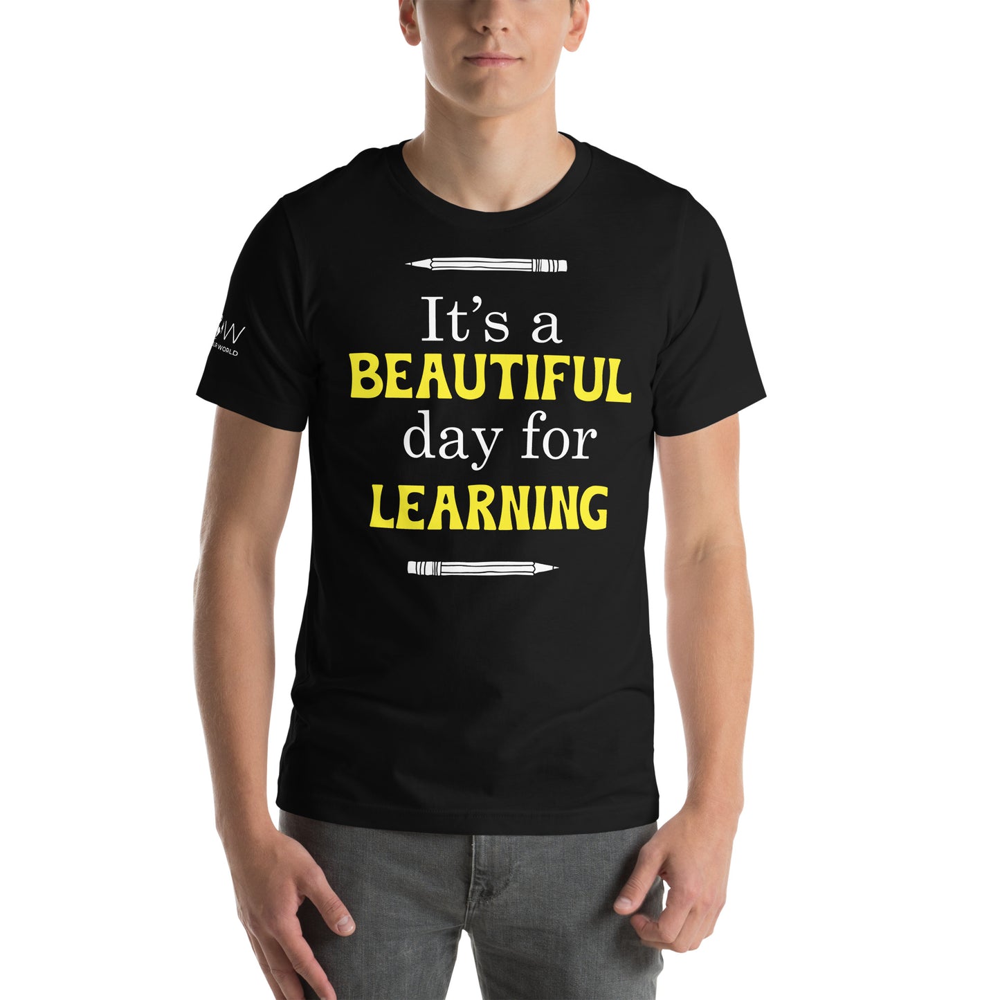 Beautiful Day for Learning Men's Motivational Black T-Shirt