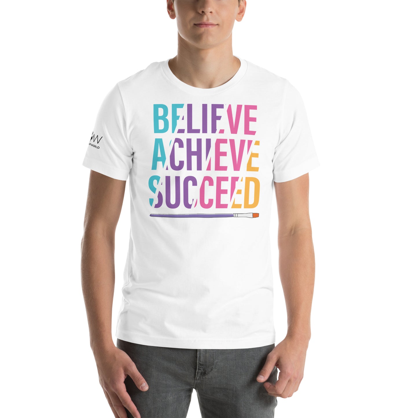 Believe, Achieve, Succeed White Motivational Men's T-Shirt