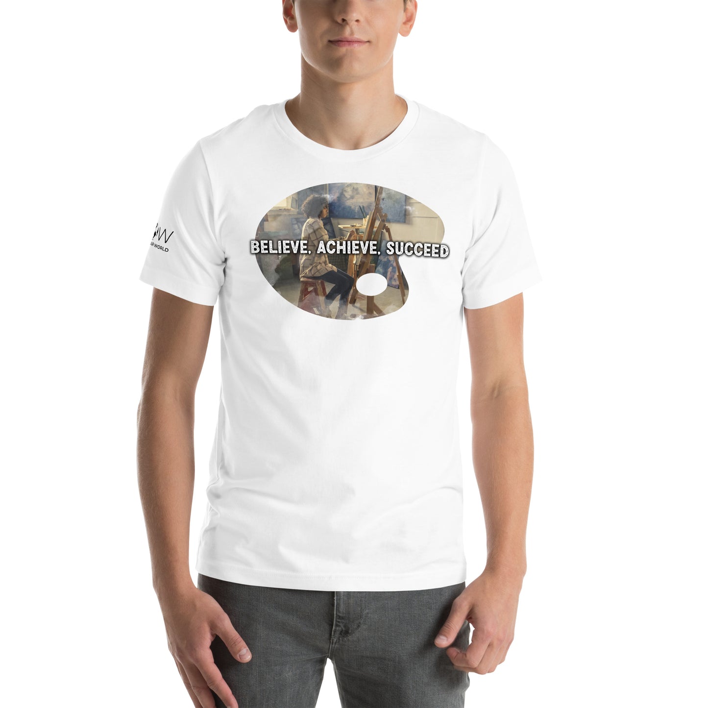 Believe, Achieve White Motivational Men's T-Shirt