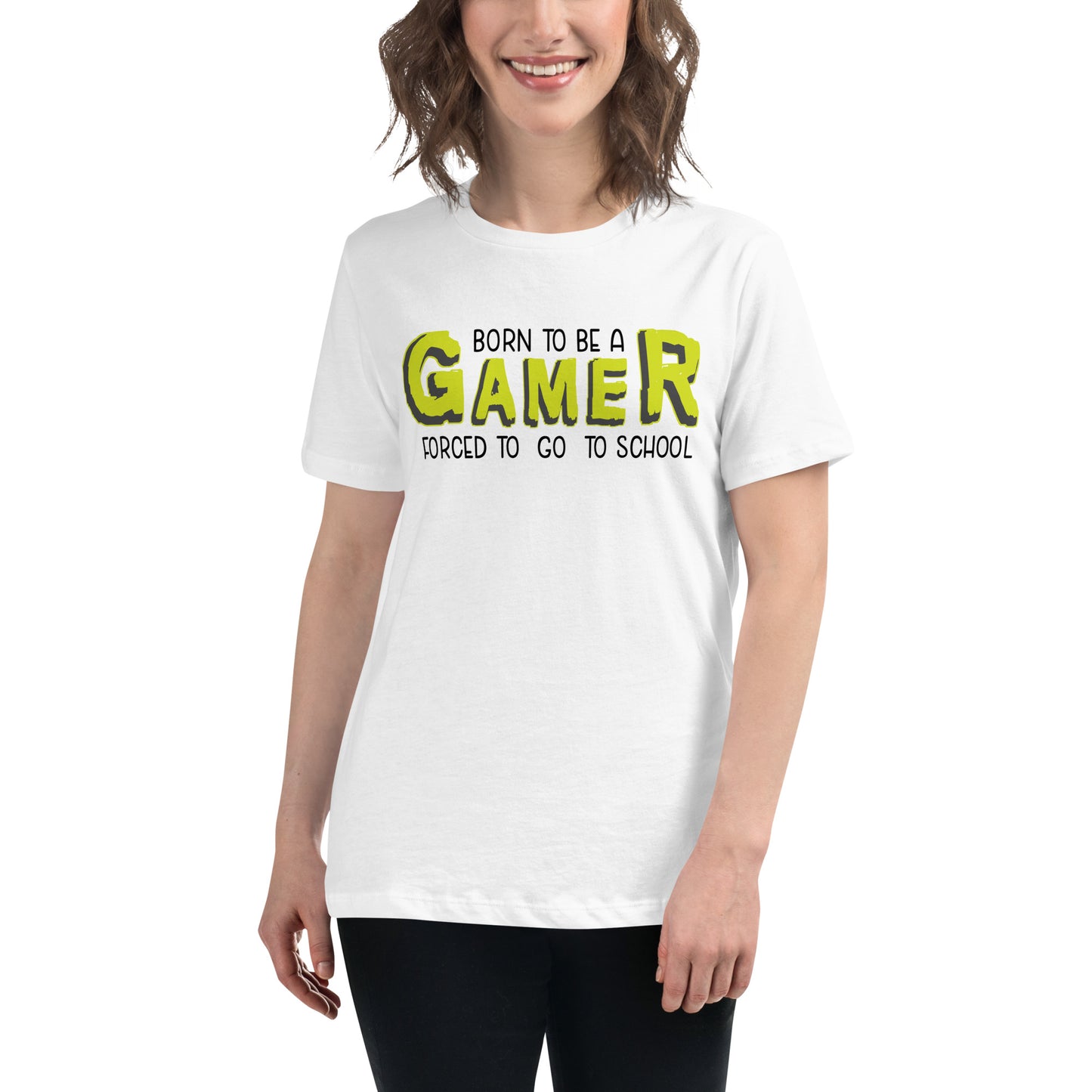 Born to Be a Gamer White Motivational Women’s T-Shirt Lifestyle