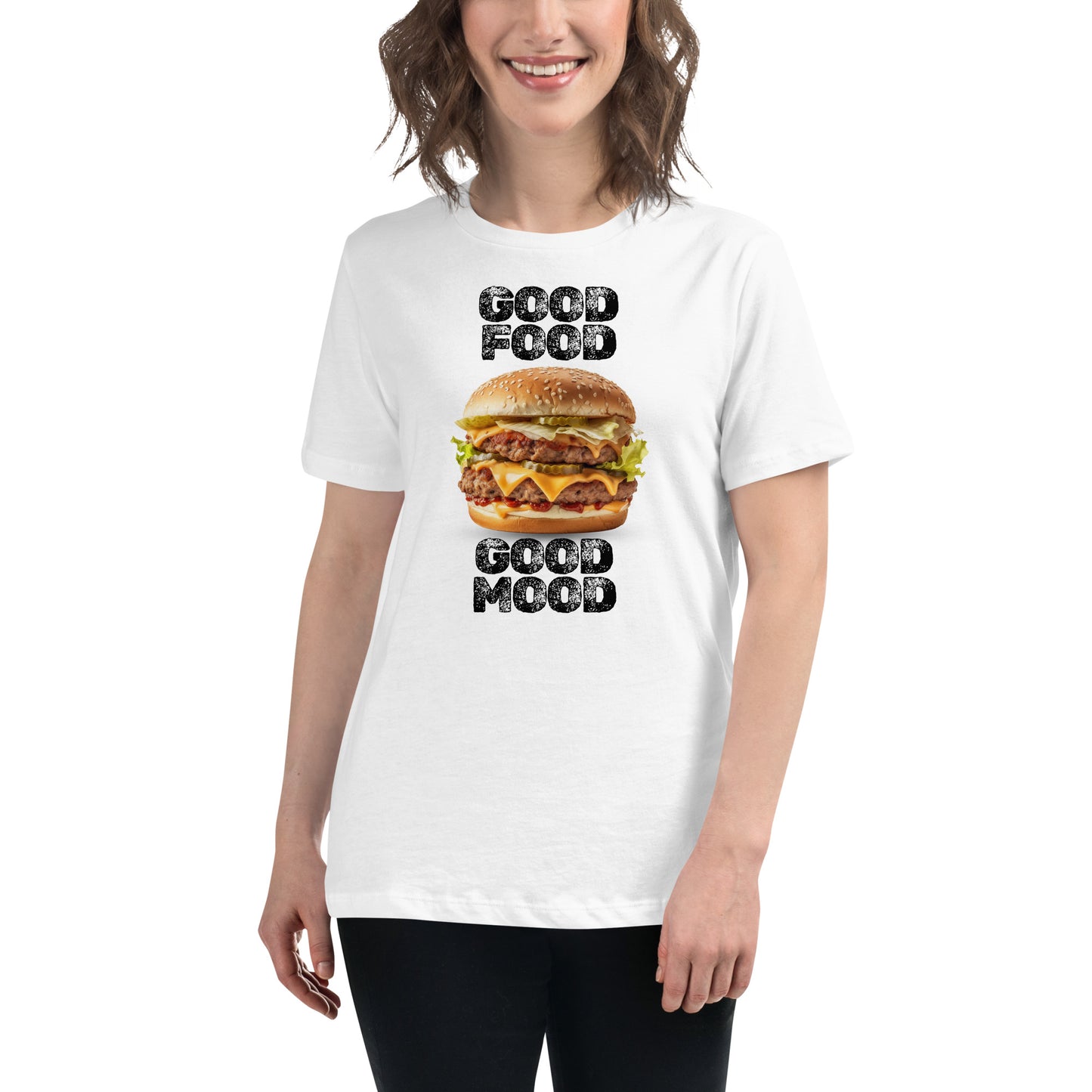 "Burger Lover" White Motivational Women’s T-Shirt Lifestyle