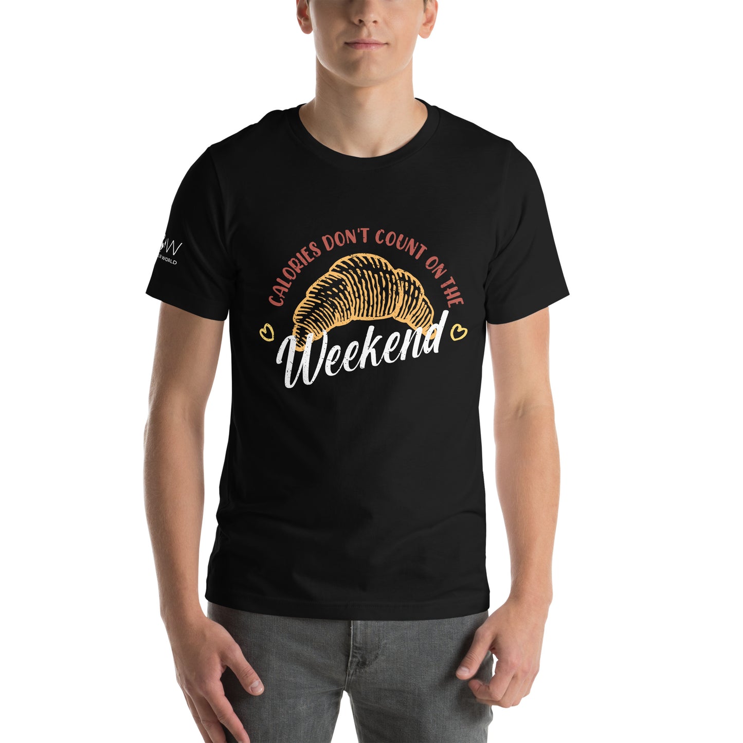 "Calories Don't Count on the Weekend" Men's Motivational Black T-Shirt