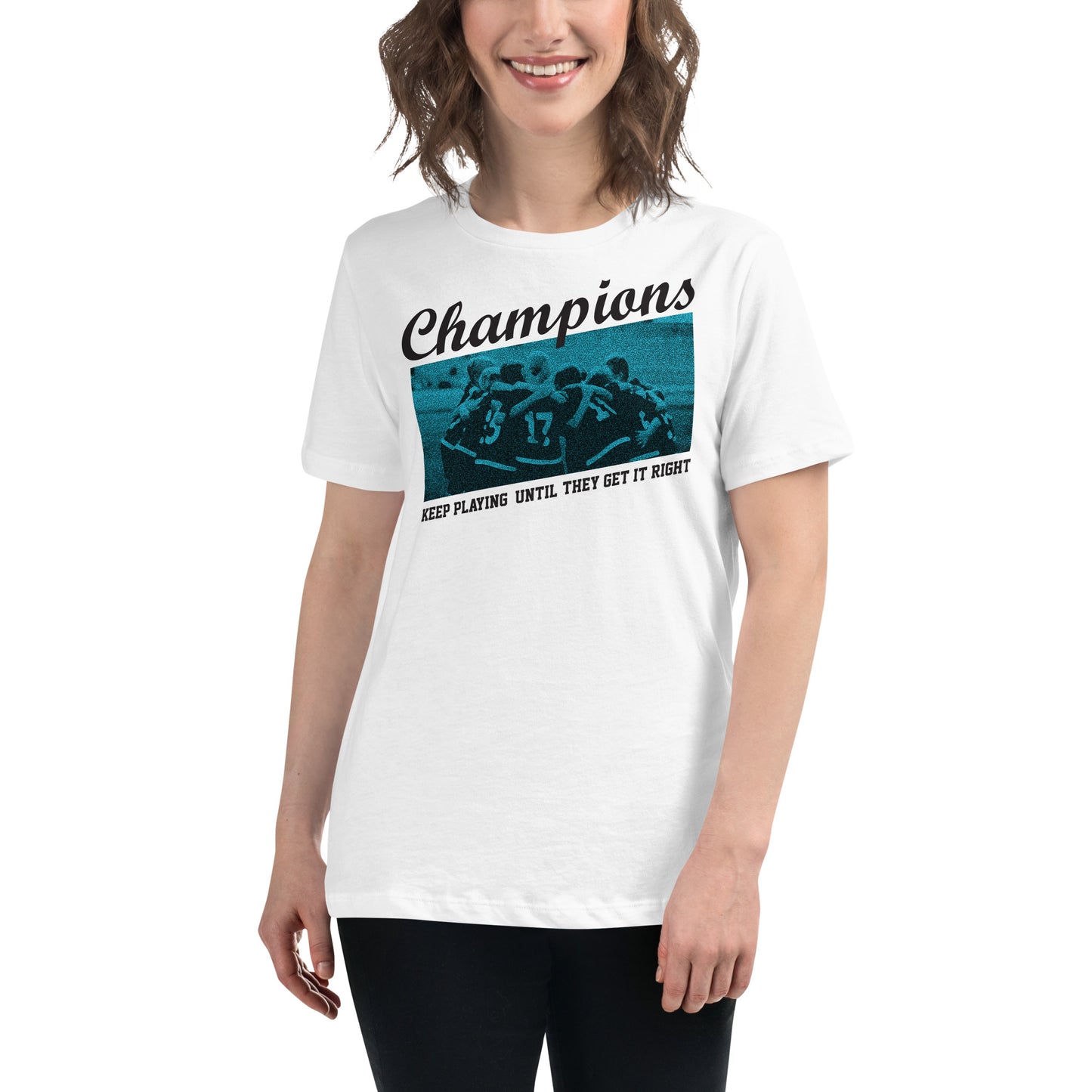 Champions Team Spirit White Motivational Women’s T-Shirt Lifestyle
