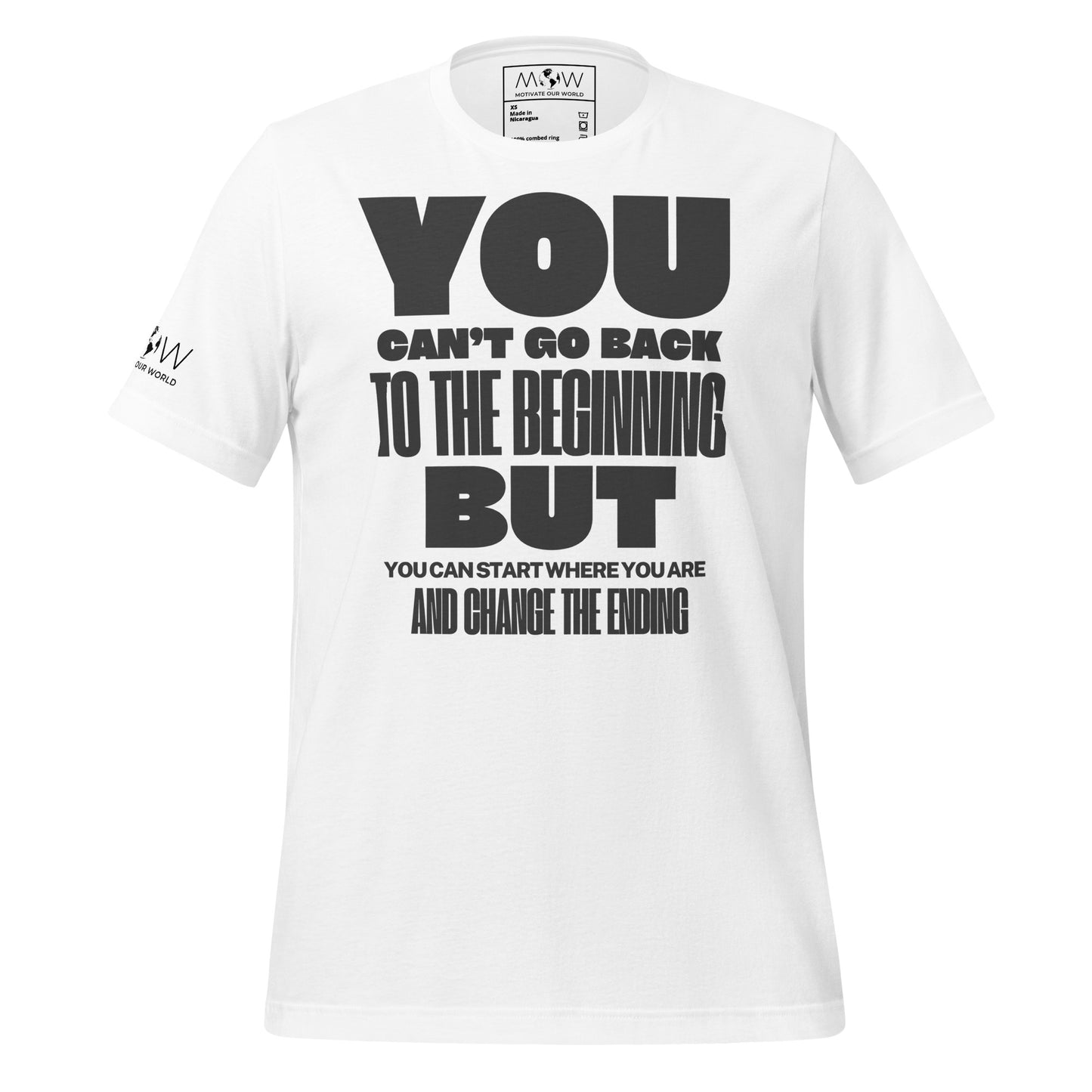 Change the Ending Bold Statement White Motivational Men's T-Shirt
