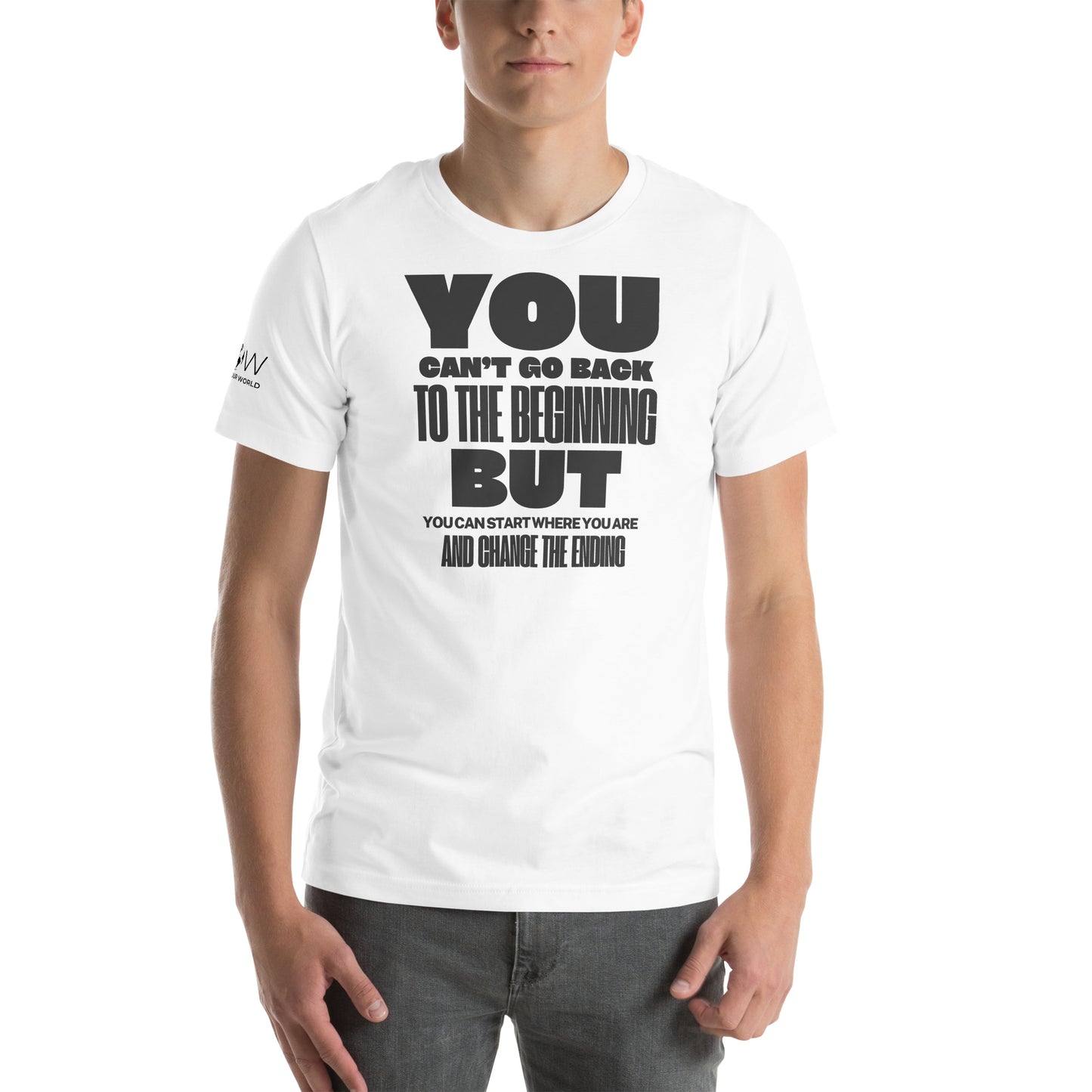 Change the Ending Bold Statement White Motivational Men's T-Shirt