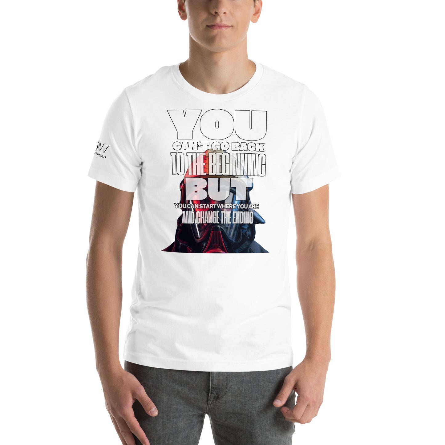 Change the Ending Firefighter Mask White Motivational Men's T-Shirt