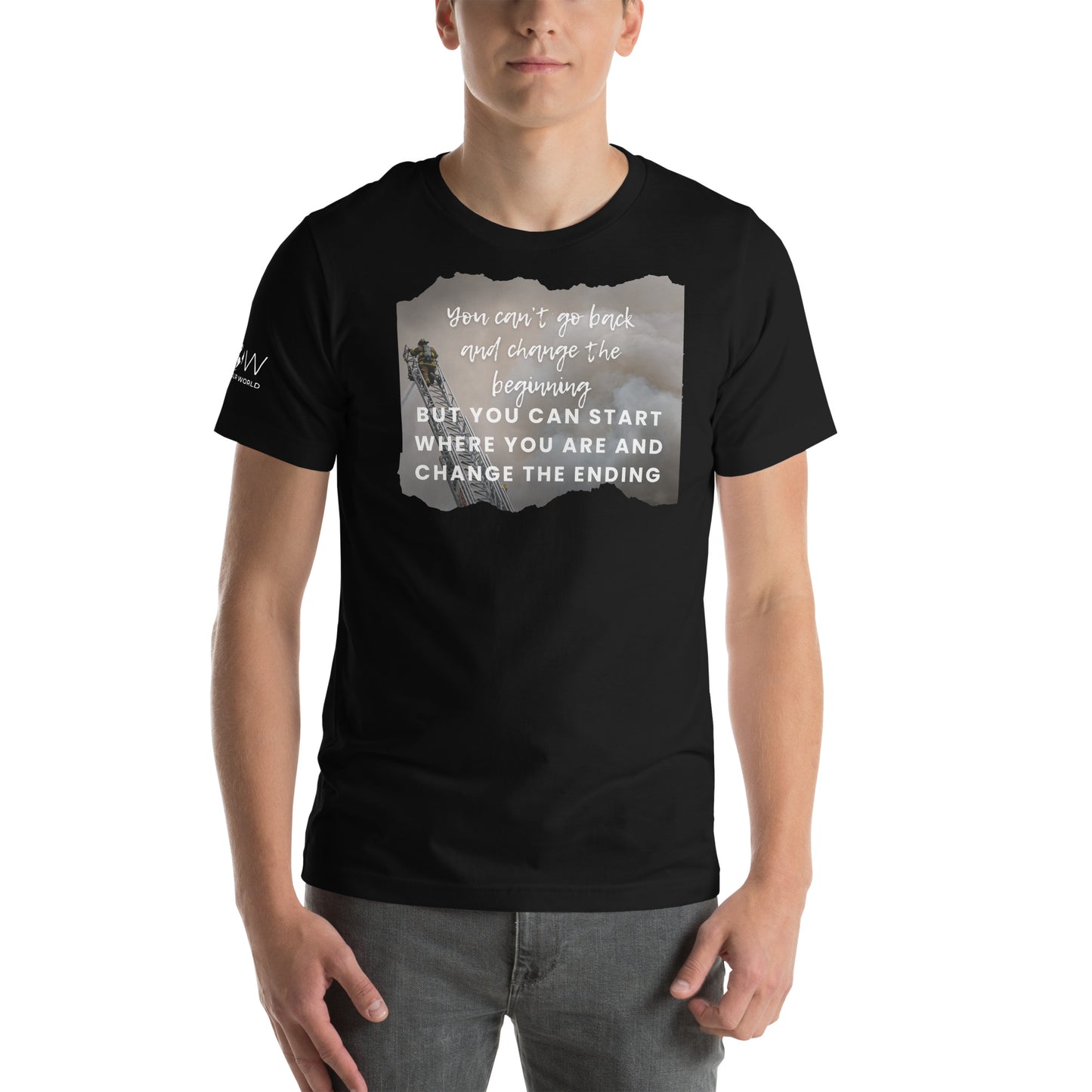 Change the Ending Firefighter Tribute Black Motivational Men's T-Shirt