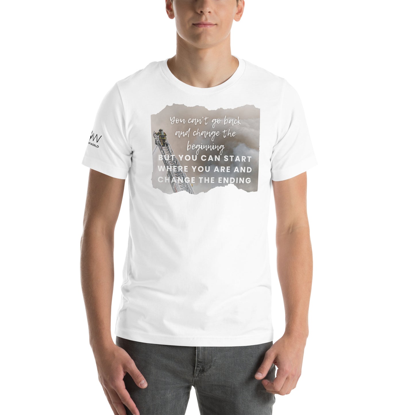 Change the Ending Firefighter Tribute White Motivational Men's T-Shirt