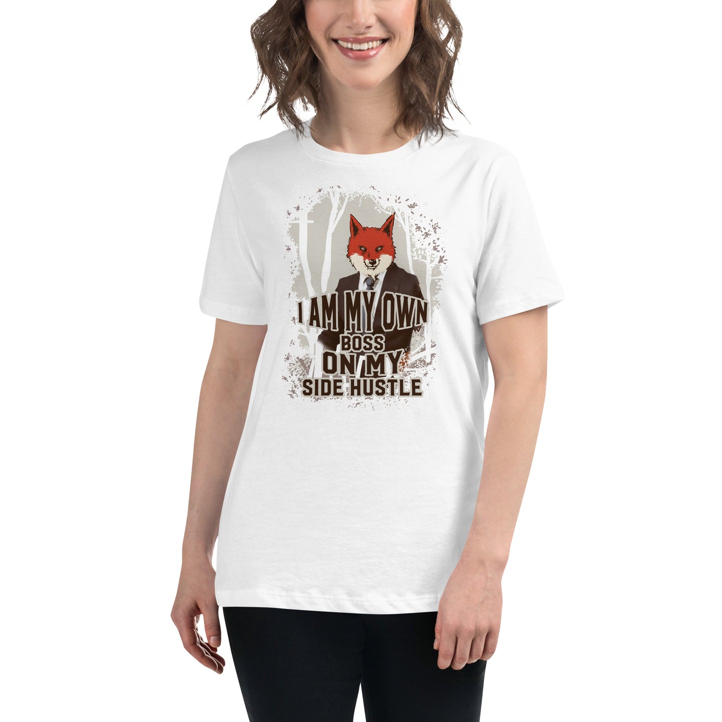 Clever Fox Hustle - I Am My Own Boss White Motivational Women’s T-Shirt Lifestyle