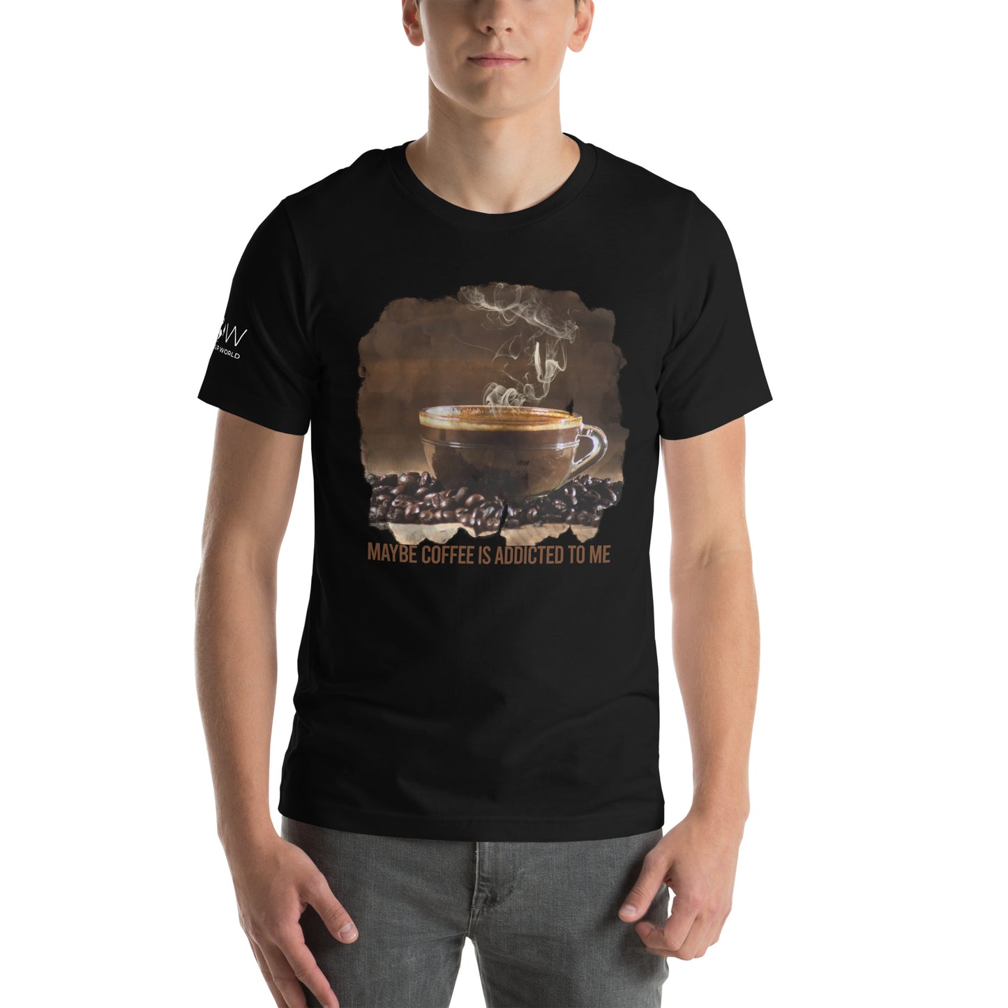 Coffee Addicted to Me Men's Motivational Black T-Shirt