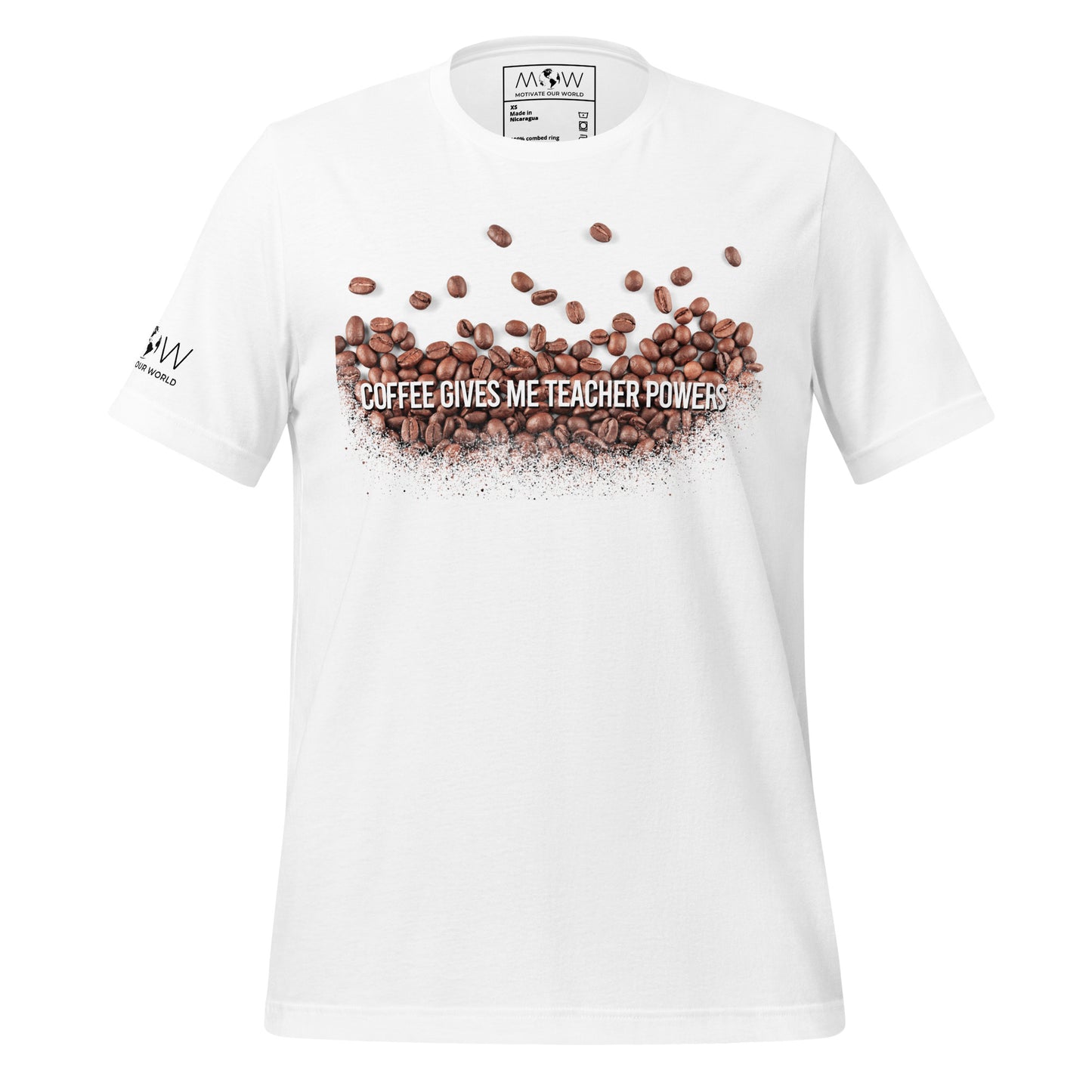 Coffee Bean Burst Teacher Powers Men's Motivational White T-Shirt