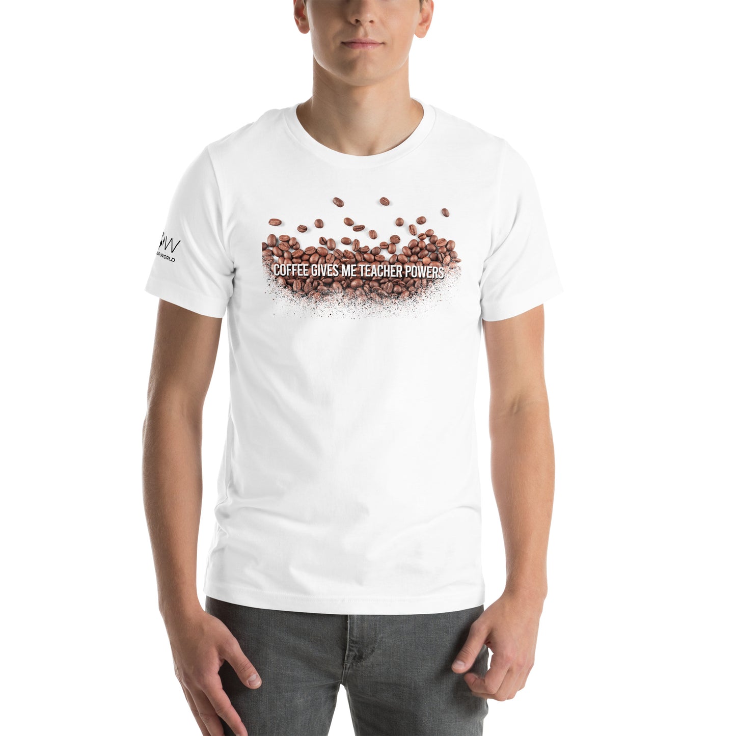 Coffee Bean Burst Teacher Powers Men's Motivational White T-Shirt