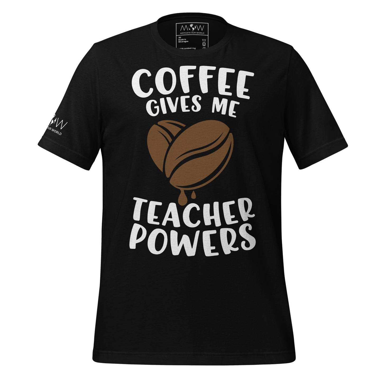Coffee Bean Teacher Powers Men's Black Motivational T-Shirt