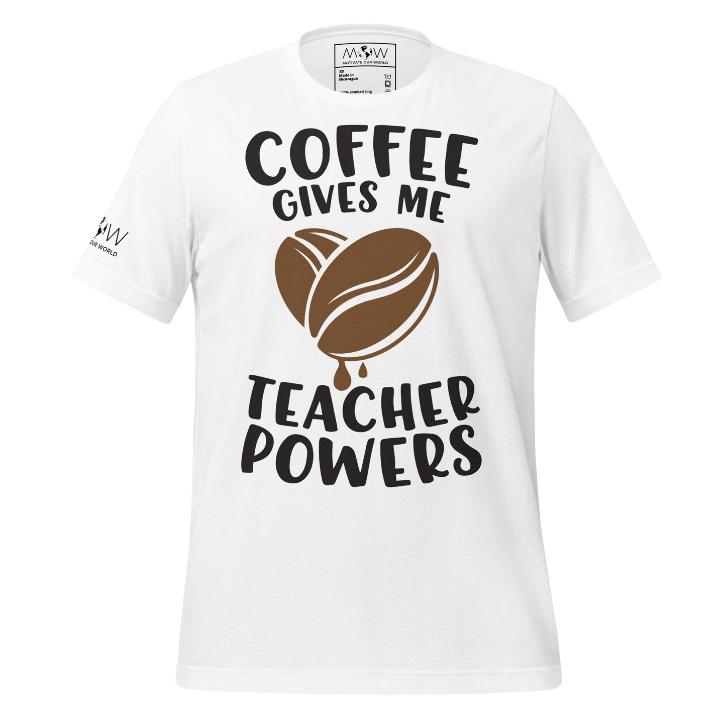 Coffee Bean Teacher Powers Men's White Motivational T-Shirt