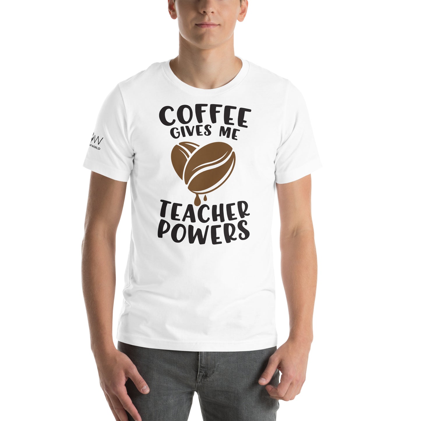 Coffee Bean Teacher Powers Men's White Motivational T-Shirt
