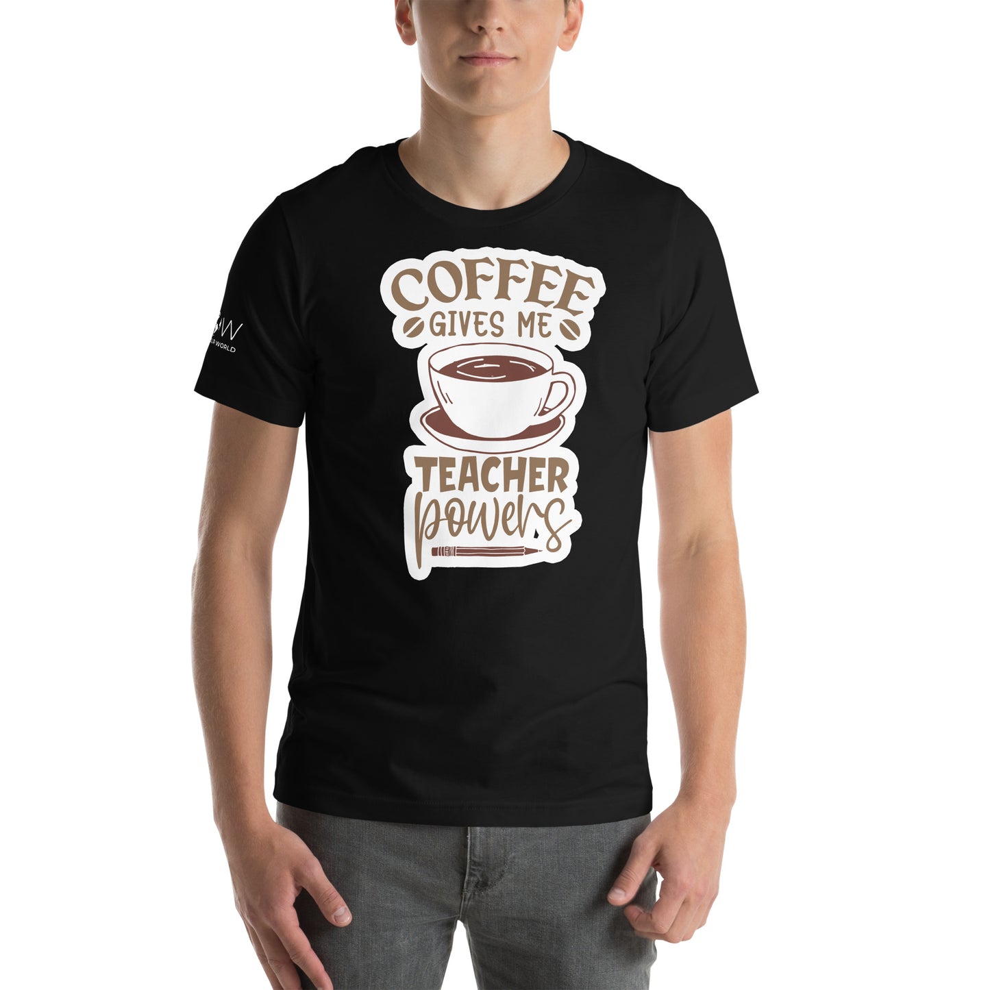 Coffee Gives Me Teacher Powers – Fun Coffee Cup Teacher Motivational Black Men's T-Shirt