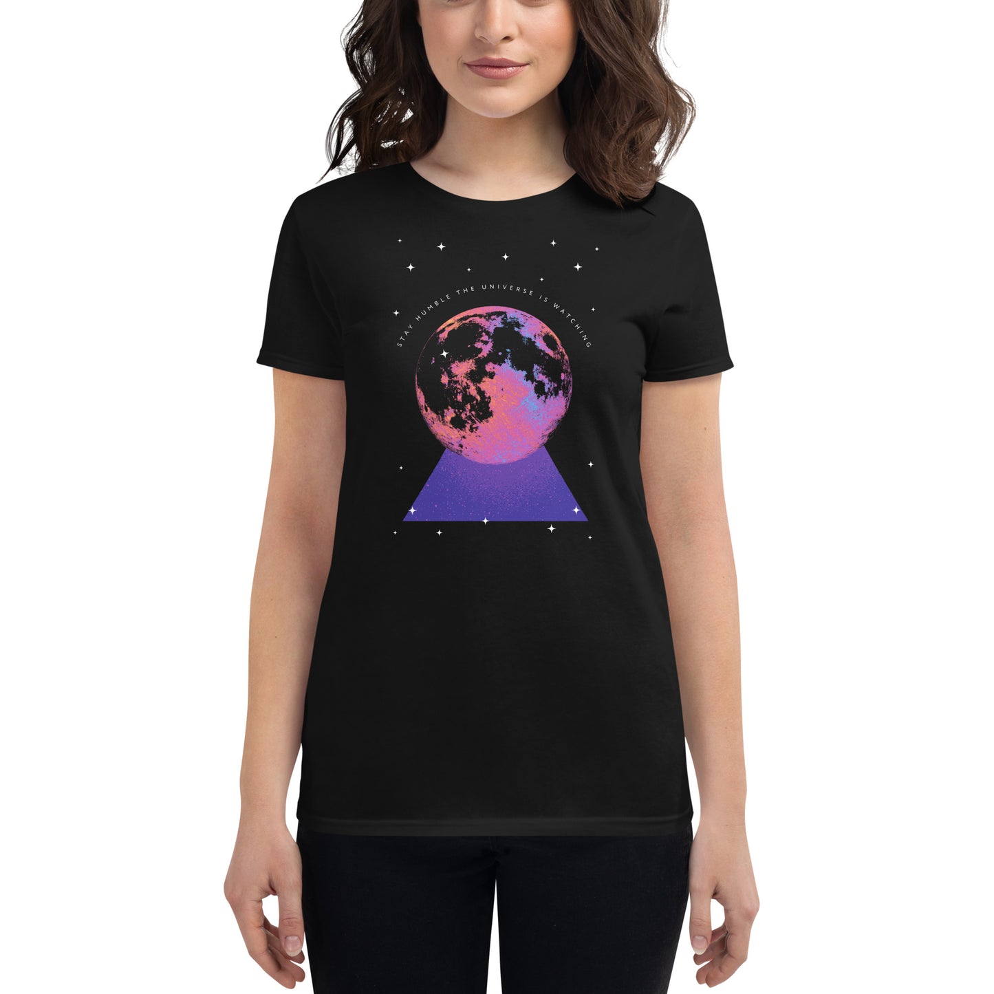 Cosmic Dreams Women’s Motivational Black T-Shirt