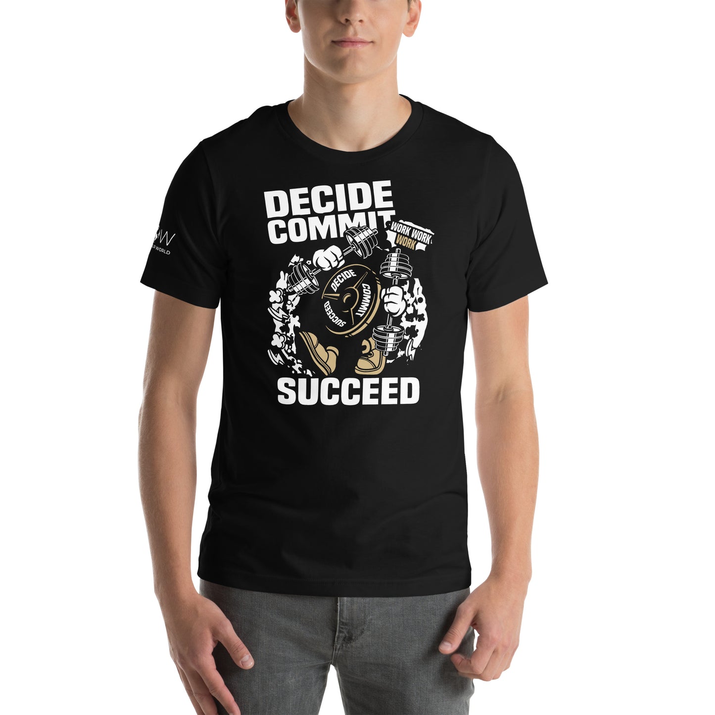 Decide Commit Succeed Men's Motivational Black T-Shirt