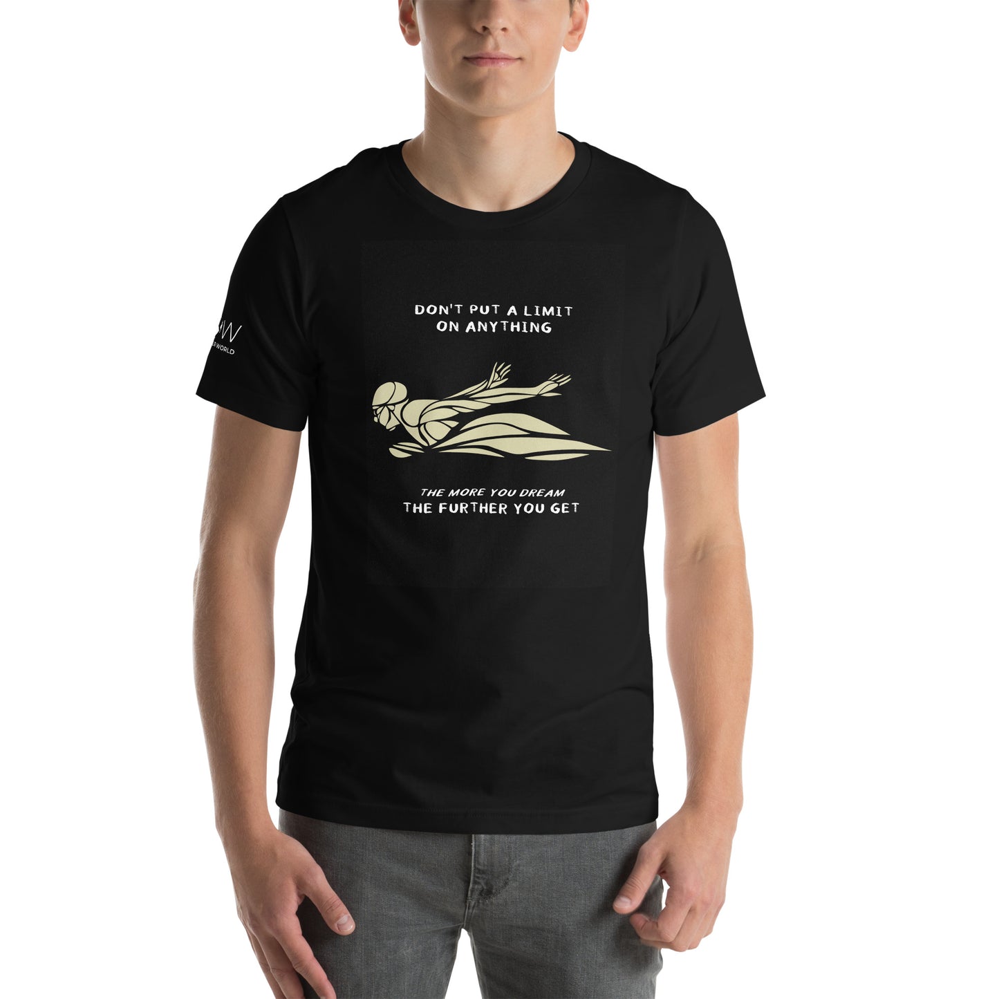 "Don't Put a Limit on Anything" Swimmer Men's Motivational Black T-Shirt