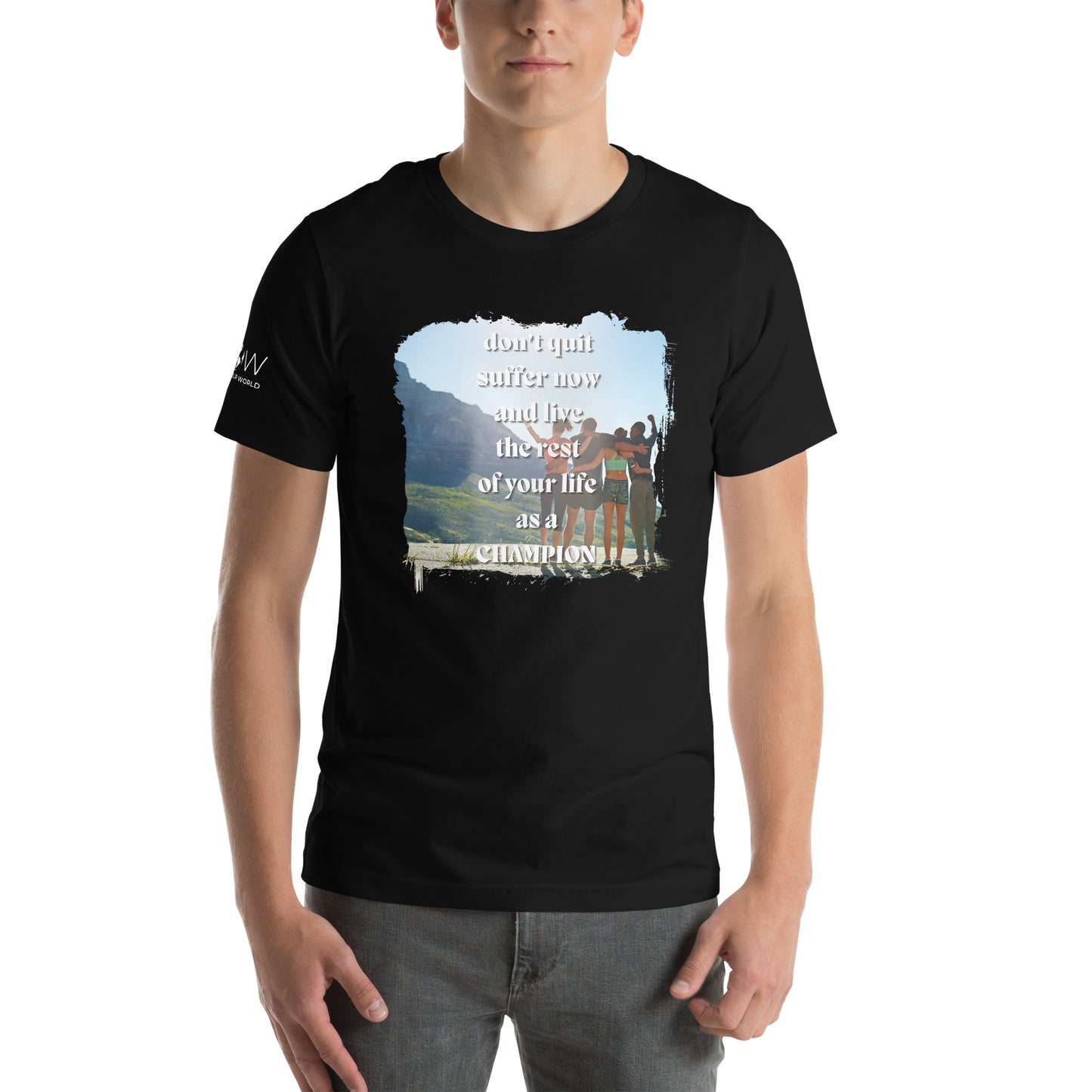 Don’t Quit, Live as a Champion Men's Motivational Black T-Shirt