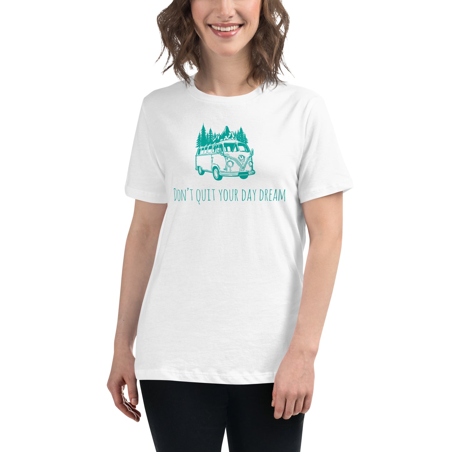 Don't Quit Your Daydream (Adventure Van Design) White Motivational Women’s T-ShirtLifestyle