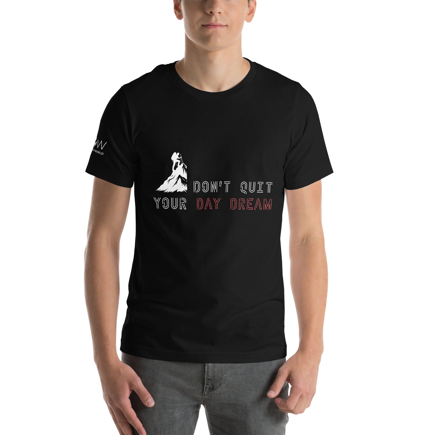 Don’t Quit Your Daydream (Minimalist Neon Design) Men's Motivational Black T-Shirt