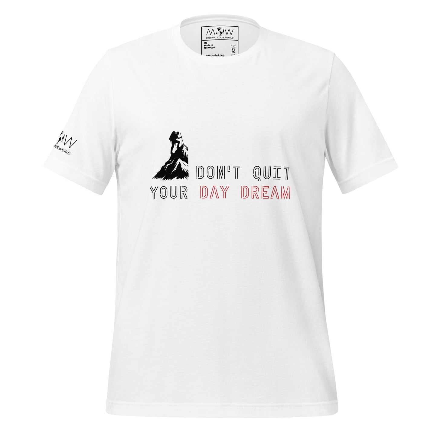 Don’t Quit Your Daydream (Minimalist Neon Design) Men's Motivational White T-Shirt