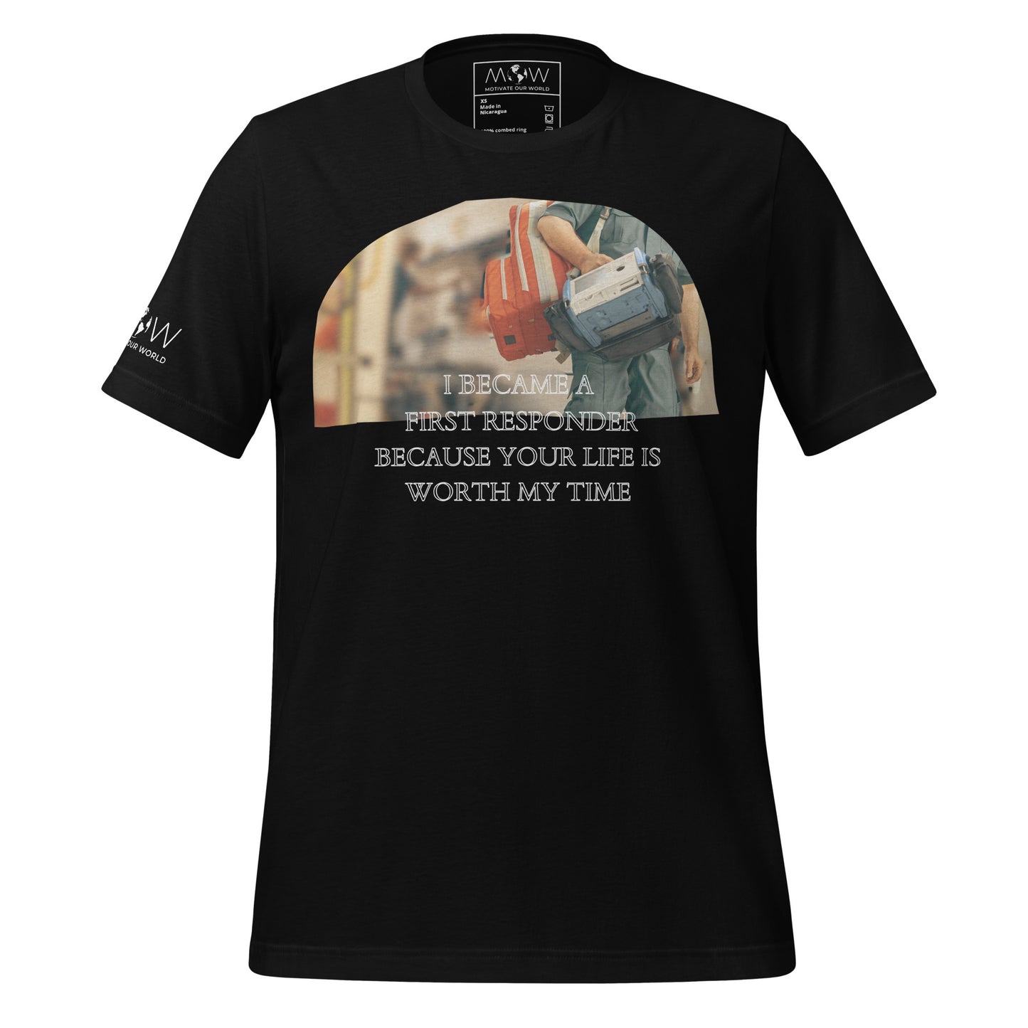 EMS Responder Edition – Your Life Is Worth My Time Black Motivational Men's T-Shirt