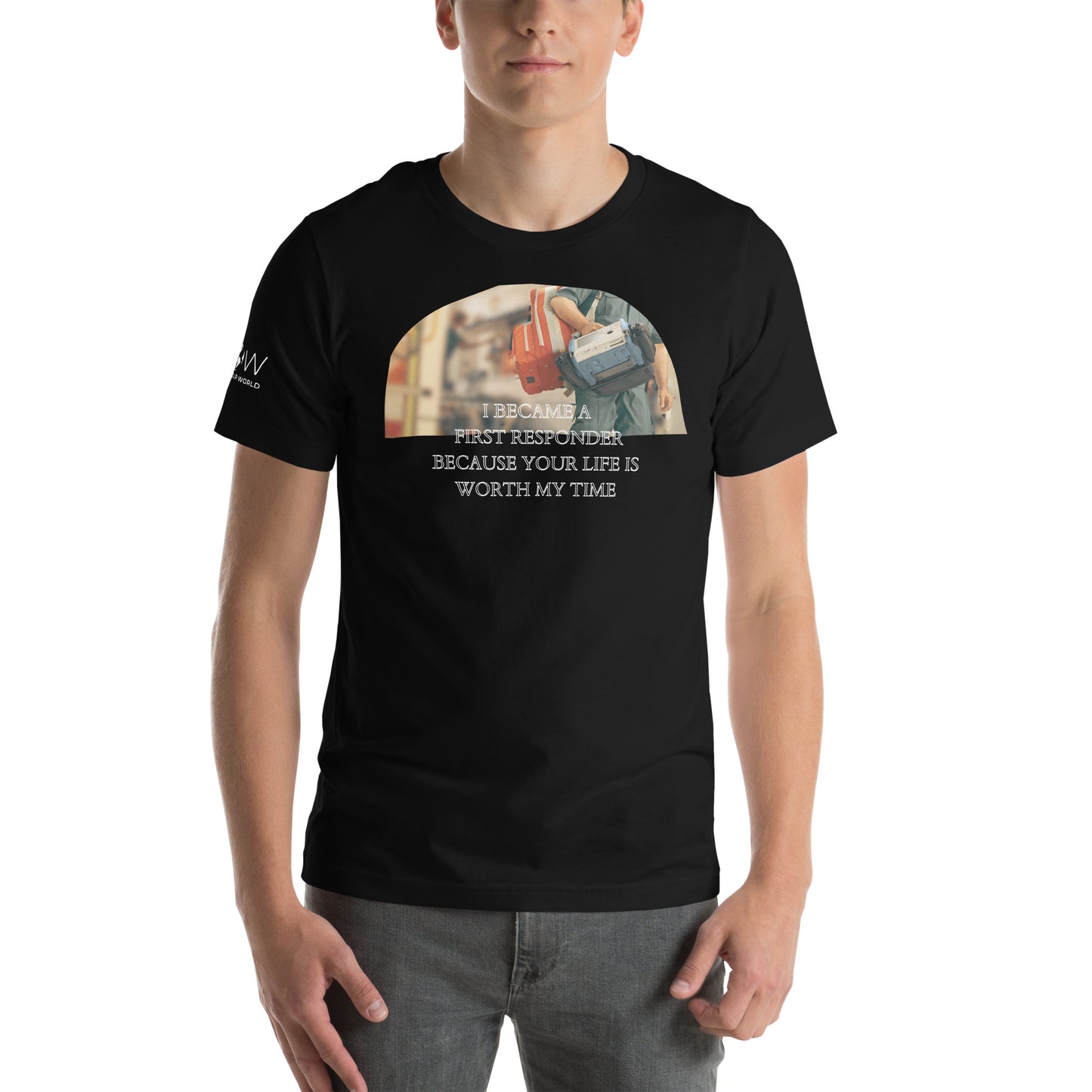 EMS Responder Edition – Your Life Is Worth My Time Black Motivational Men's T-Shirt