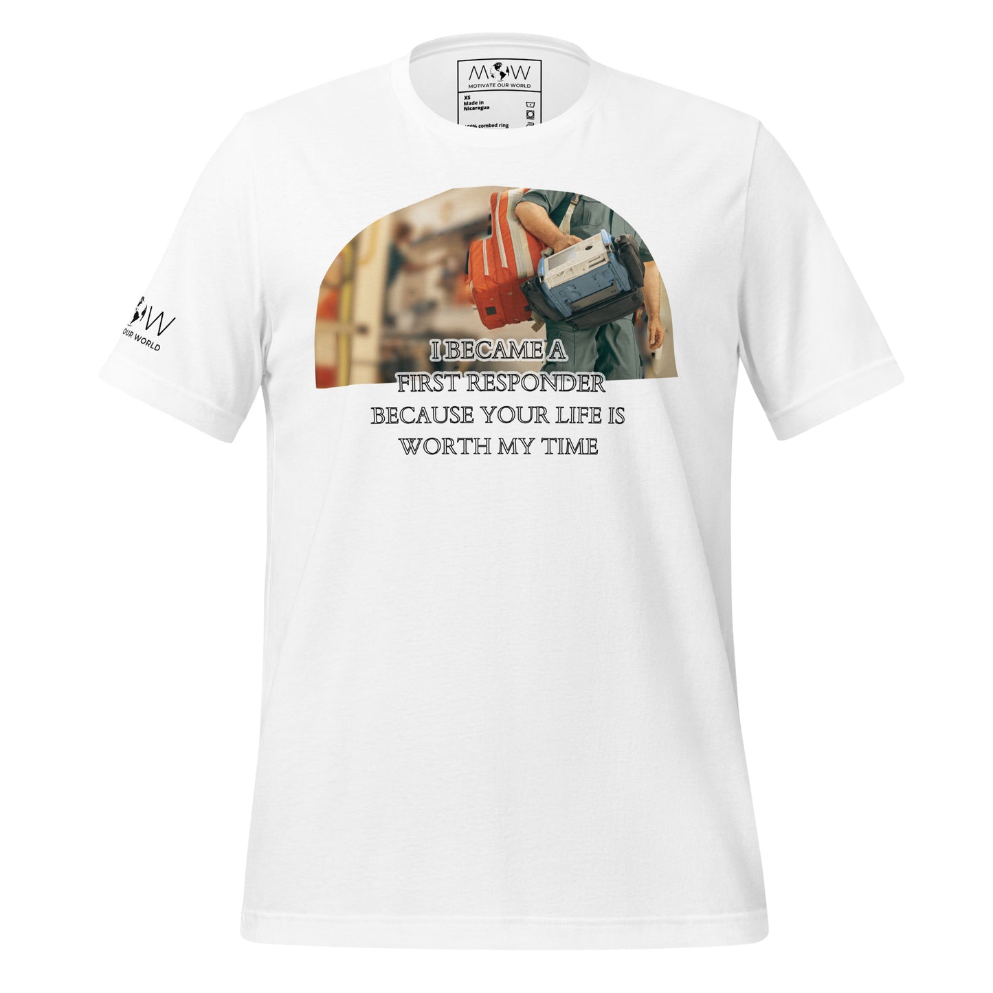 EMS Responder Edition – Your Life Is Worth My Time White Motivational Men's T-Shirt