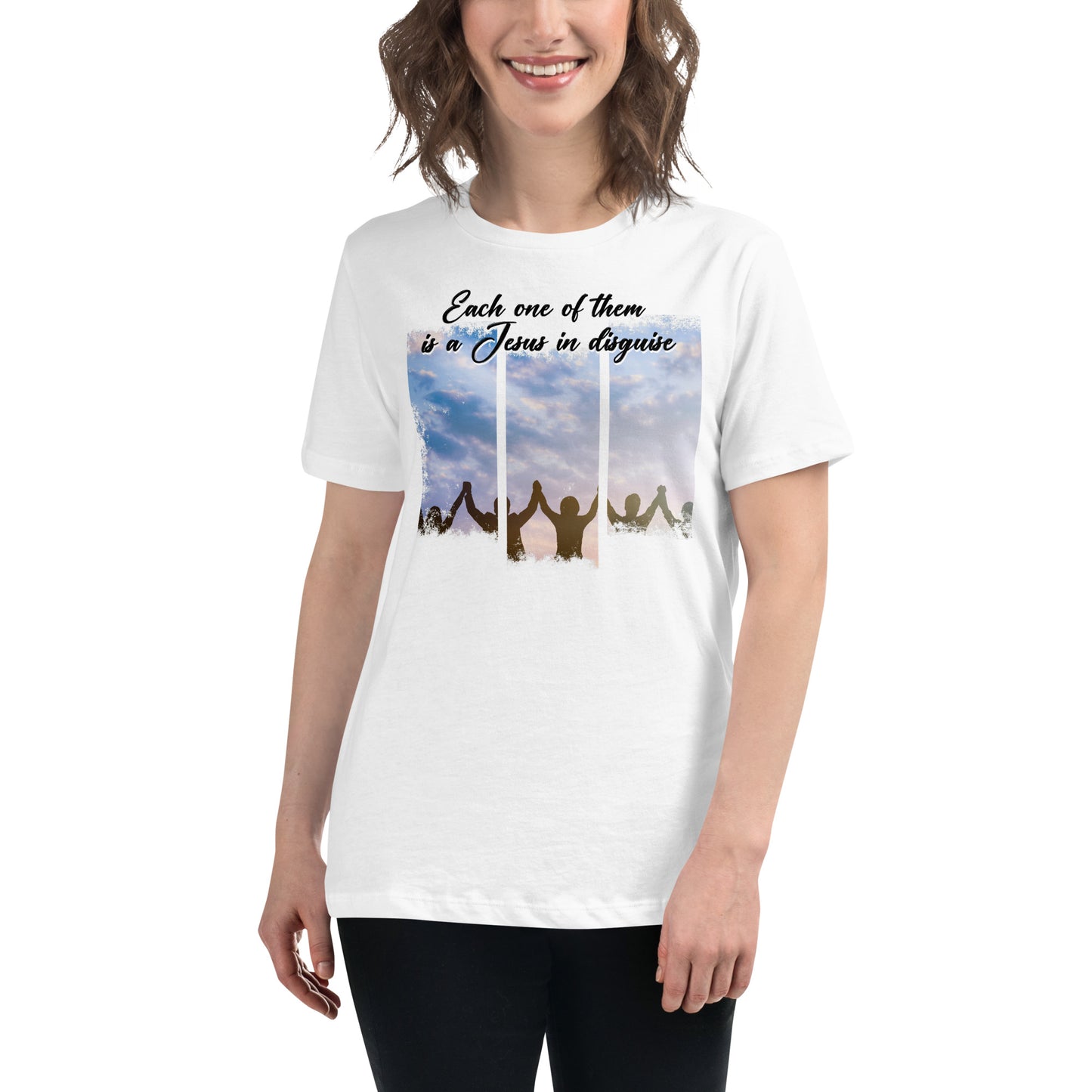 Each One of Them is a Jesus in Disguise White Motivational Women’s T-Shirt Lifestyle